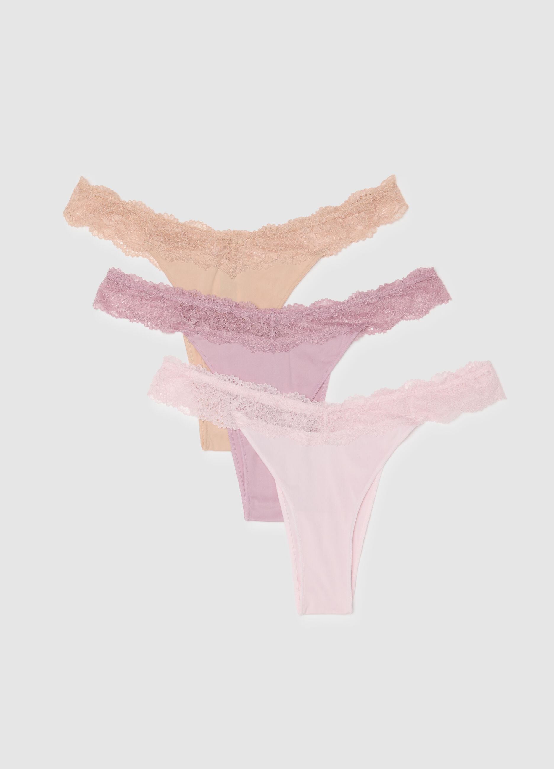 Tripack multicolour Brazilian briefs regular fit with lace details