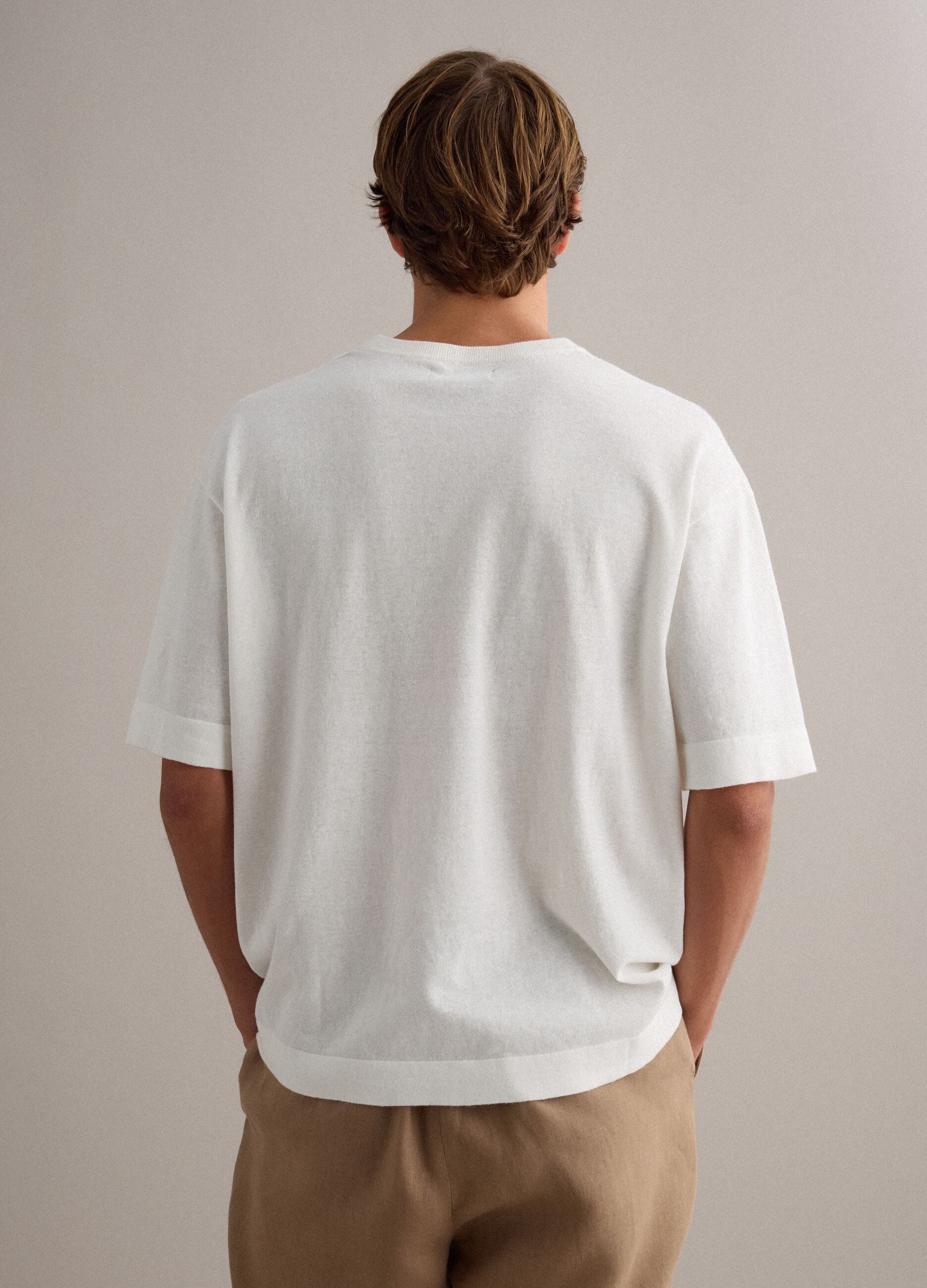 White pure cotton short-sleeve regular-fit T-shirt