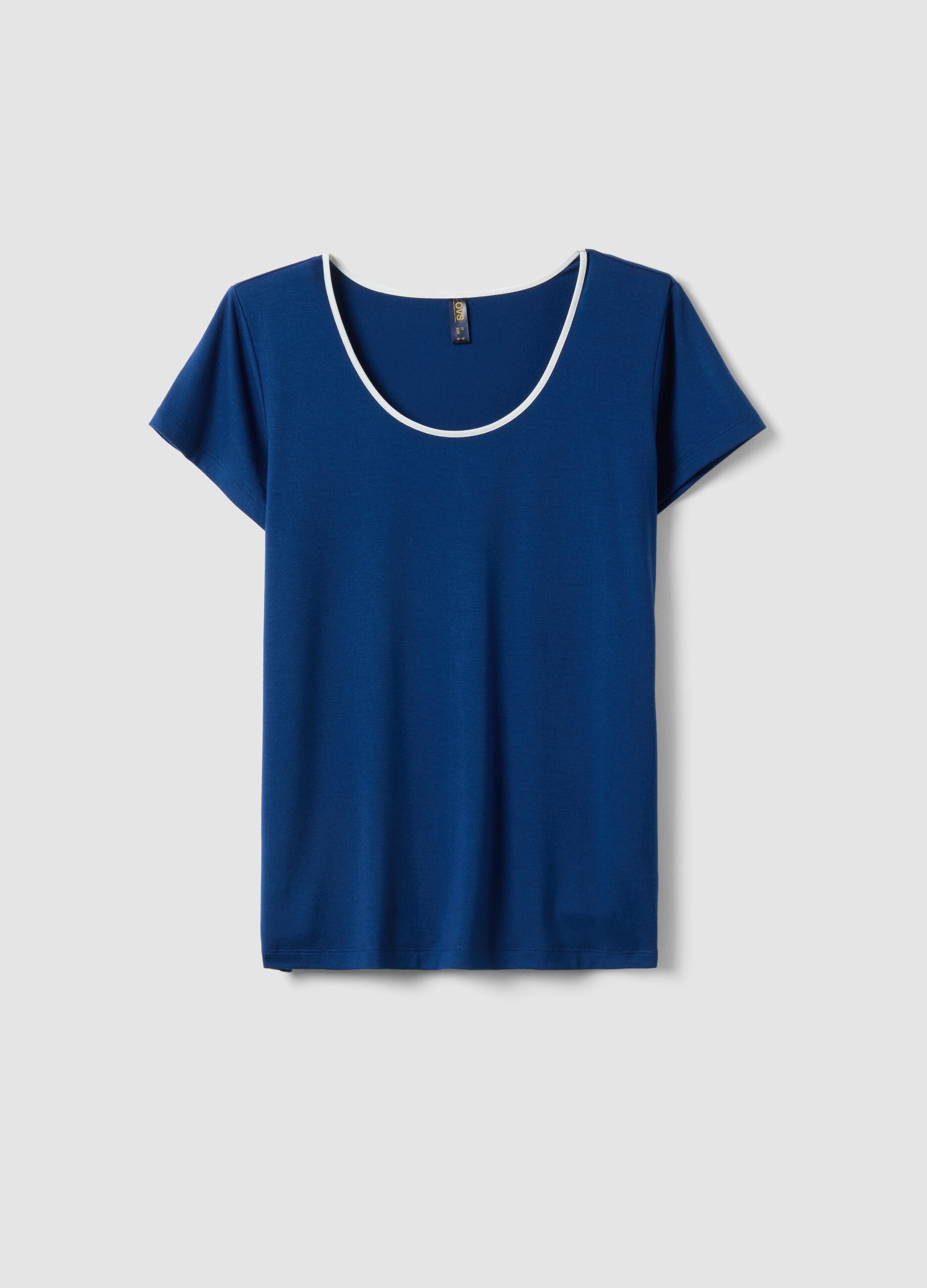 Blue Regular Fit Stretch Viscose Blend Pyjama Top