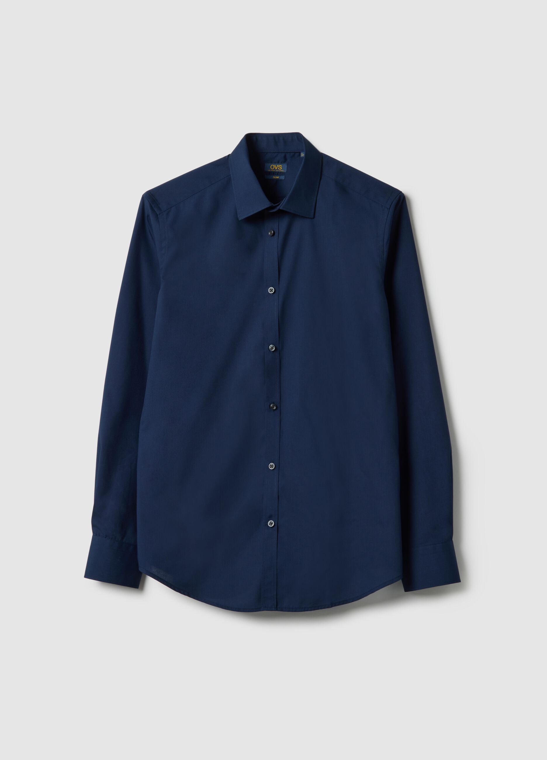 Blue Slim Fit Shirt with Classic Collar