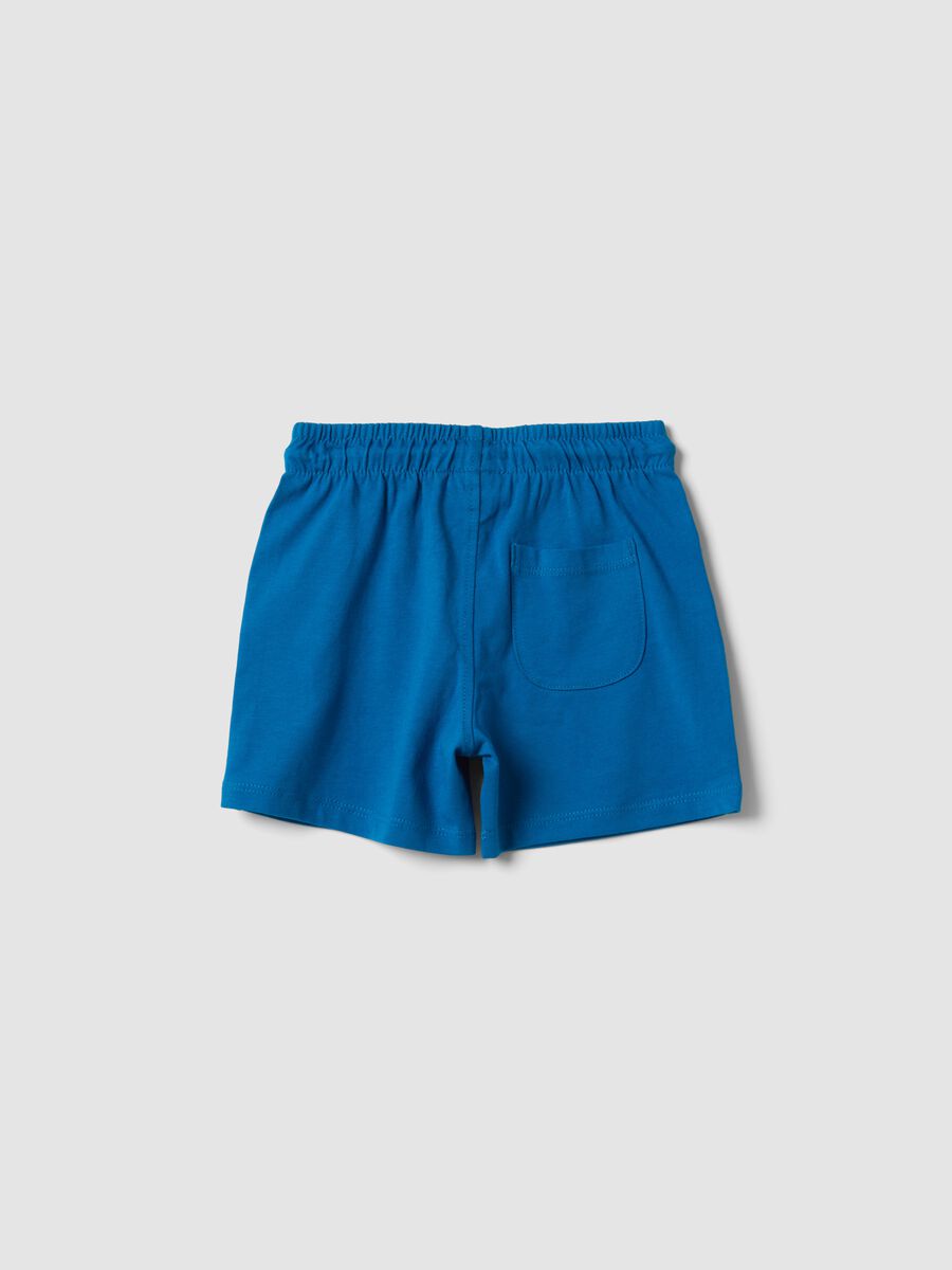 Blue pure organic cotton shorts with elasticated waist for baby boys, regular fit_1