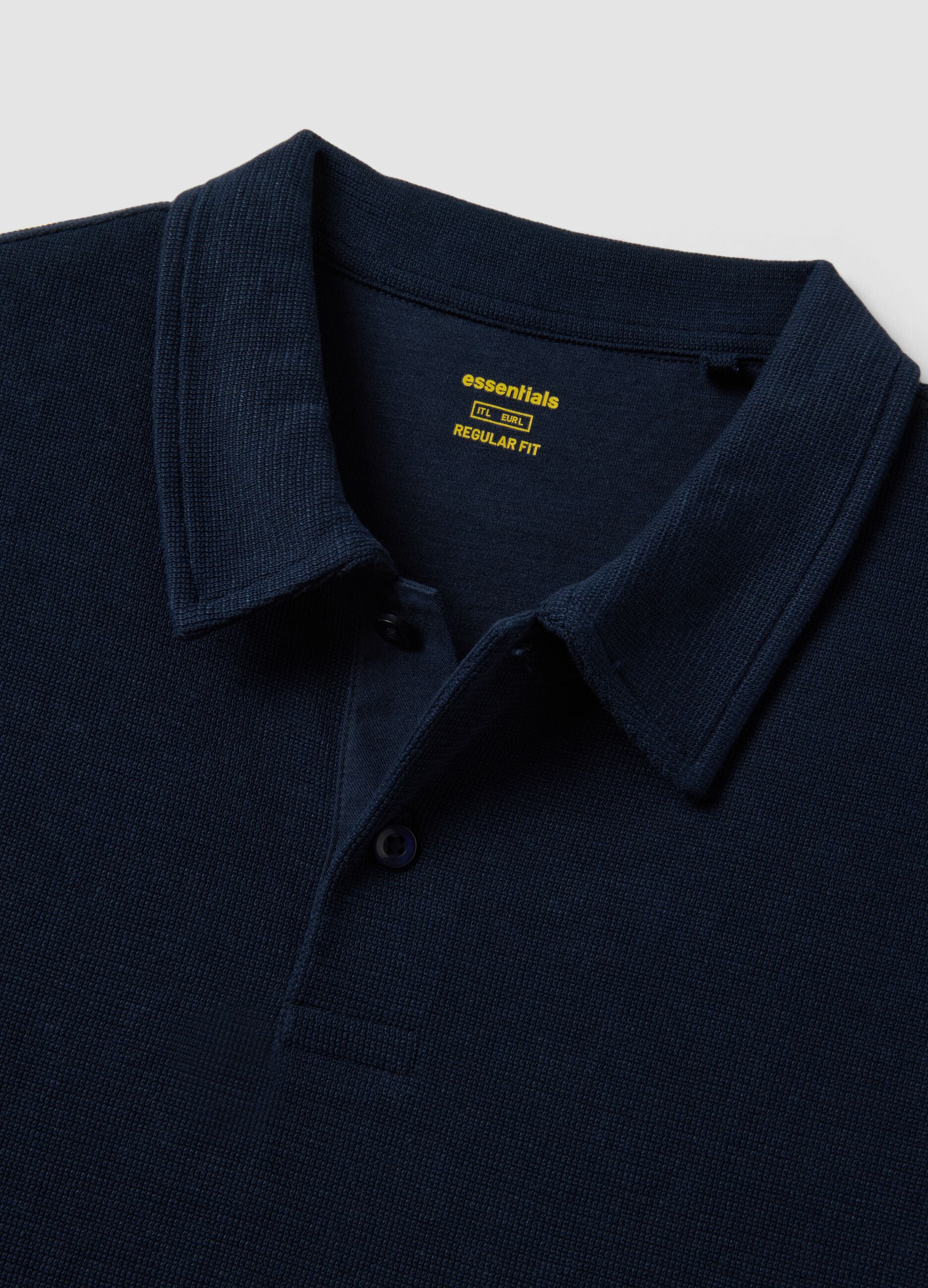 Regular fit blue stretch cotton polo