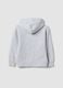 Grey organic cotton hooded sweatshirt with oversized fit for boys_1