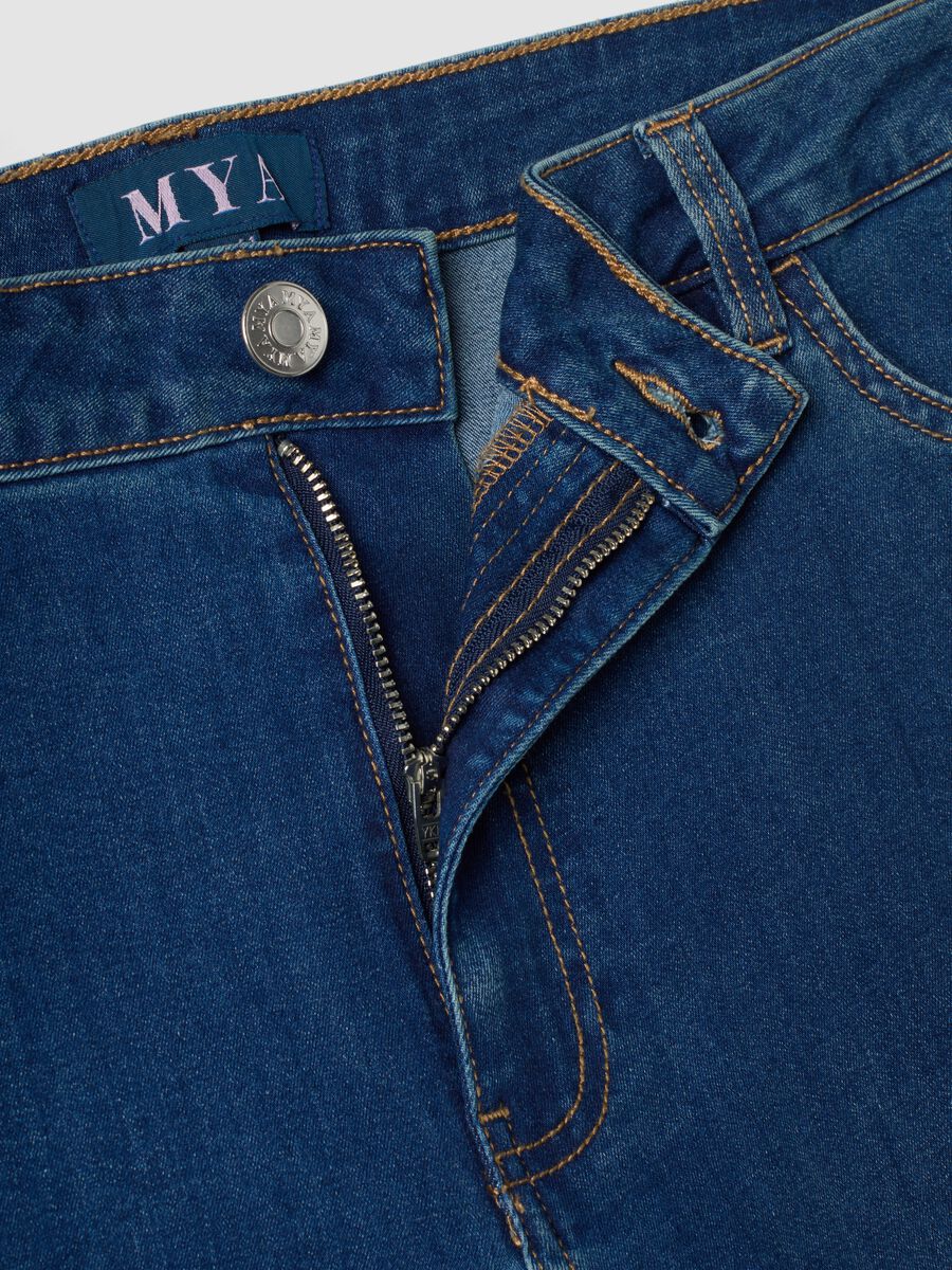 Blue denim bootcut jeans in stretch cotton and viscose_2