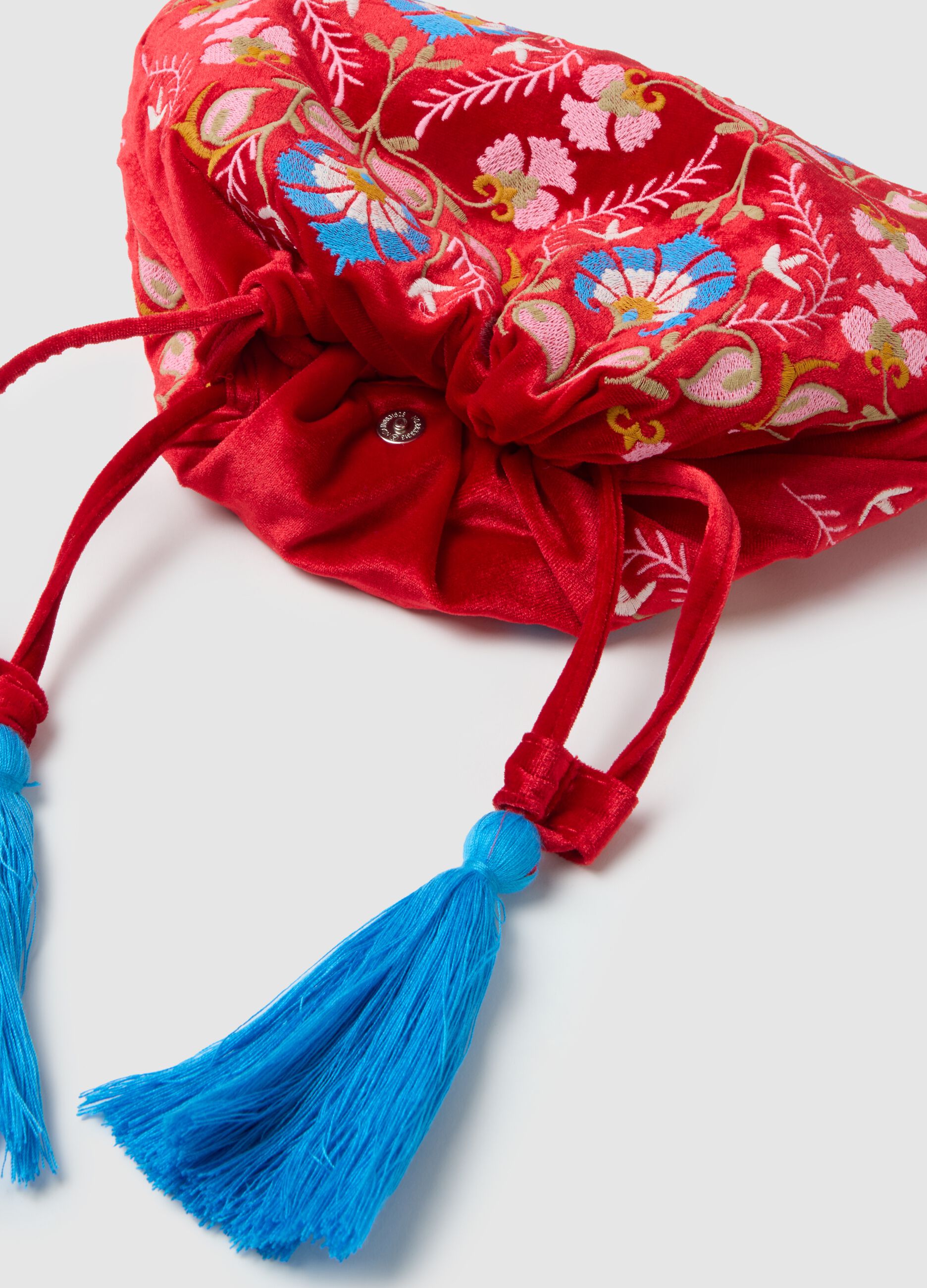 Multicolour clutch with floral design