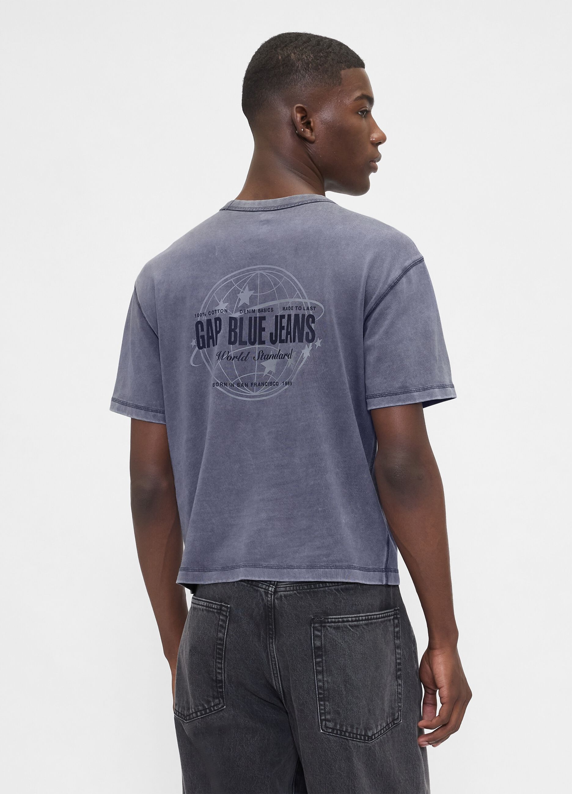 Blue Short-Sleeve Cotton T-Shirt