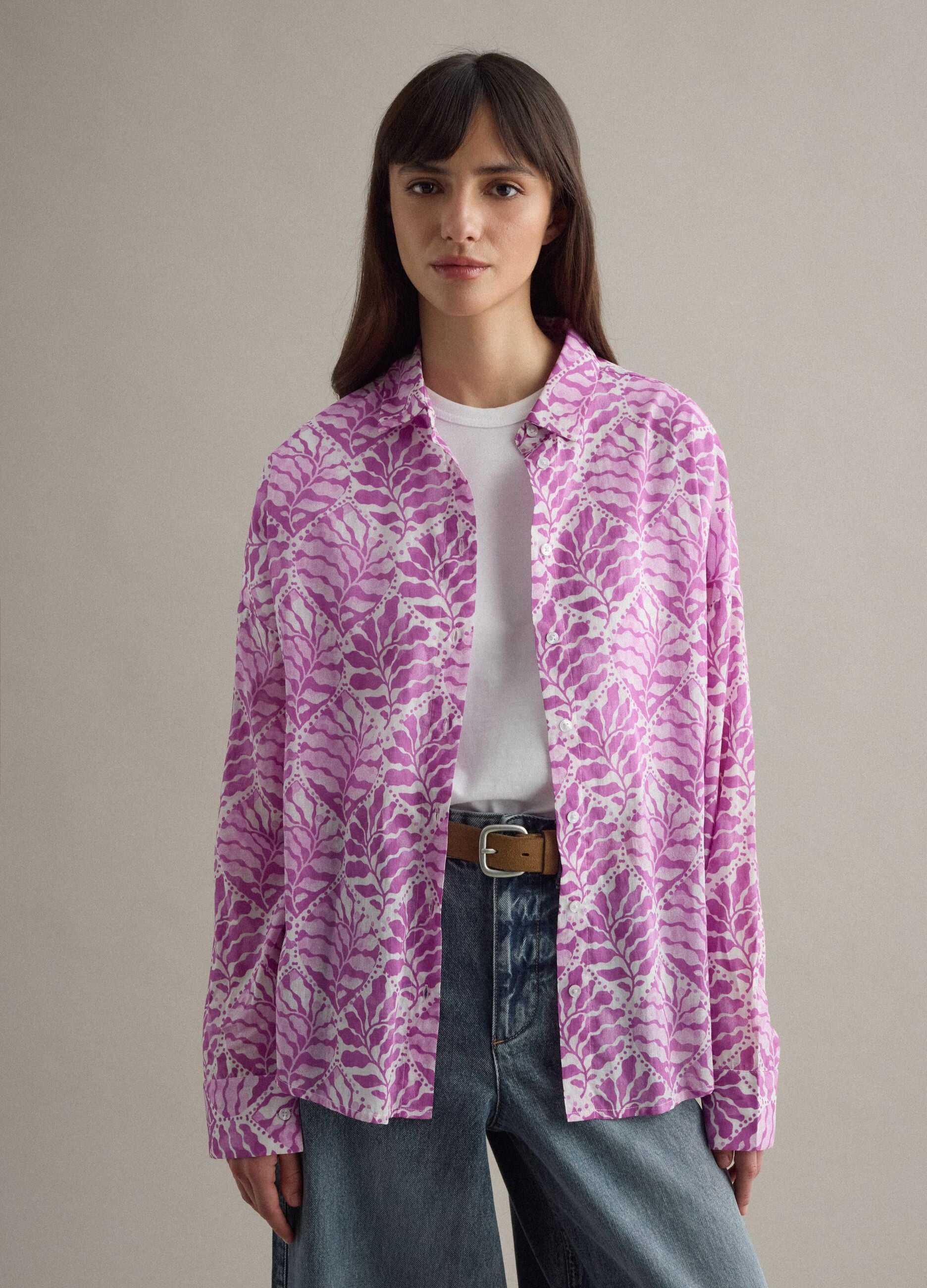 Regular fit multicolour pure cotton shirt with floral pattern