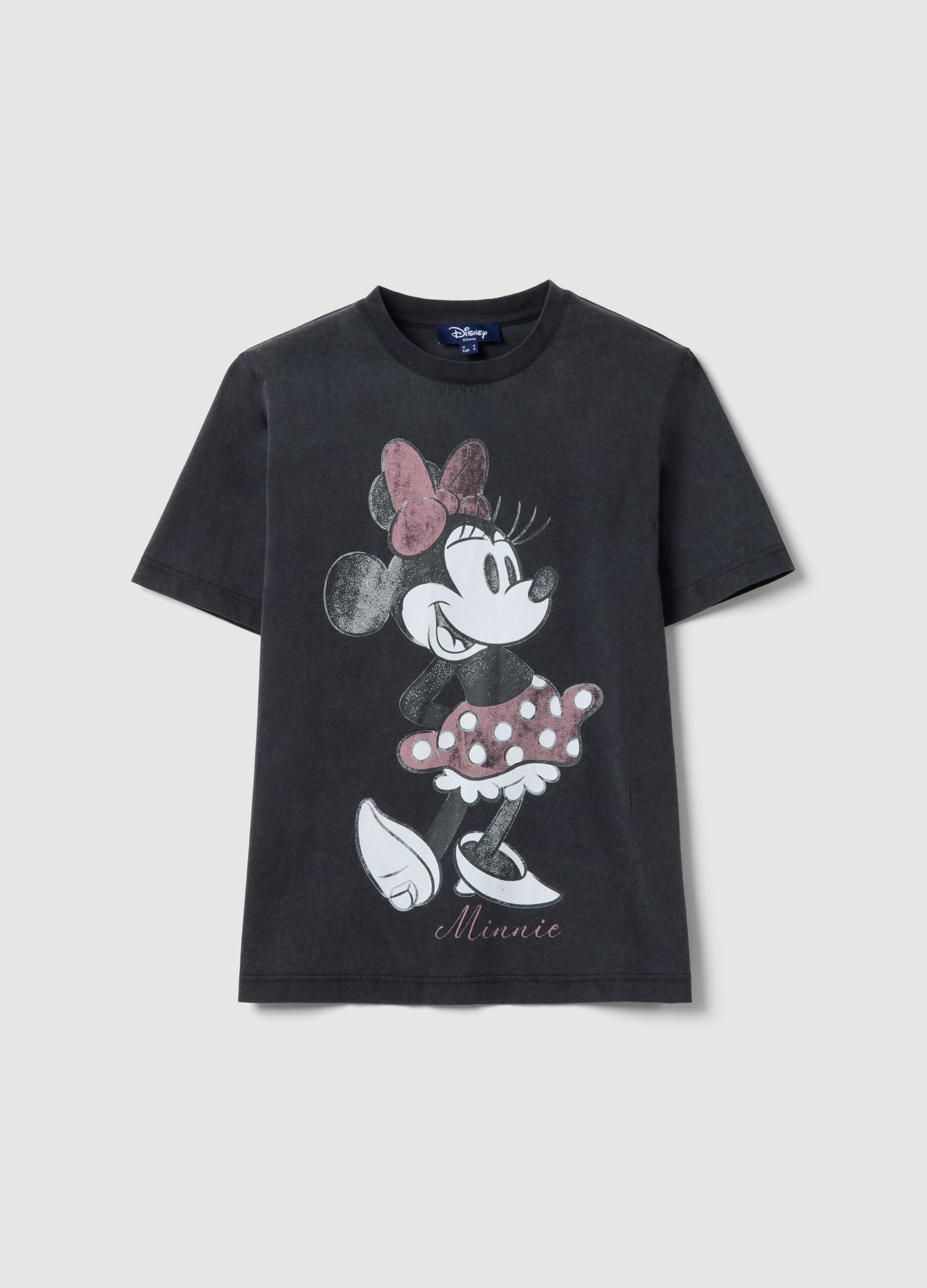 Grey pure cotton regular fit T-shirt with Minnie print
