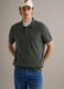 Regular fit green cotton, linen and silk blend polo_0