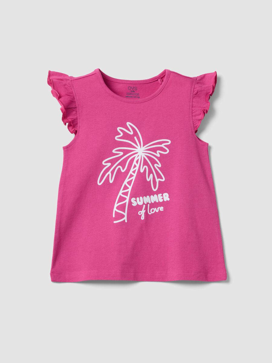 Pink organic cotton tank top with ruffles_0
