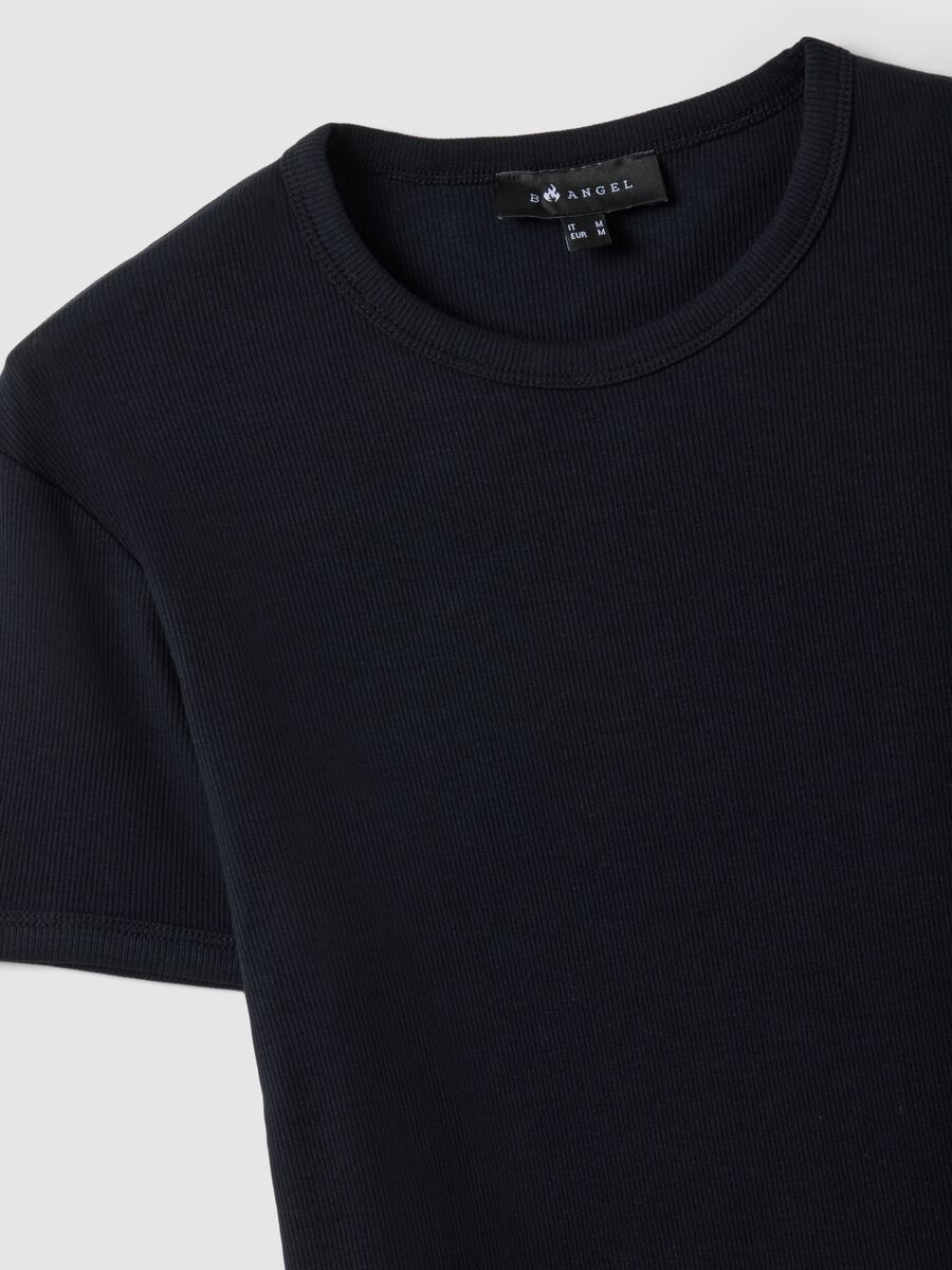 Slim fit black stretch cotton t-shirt_5