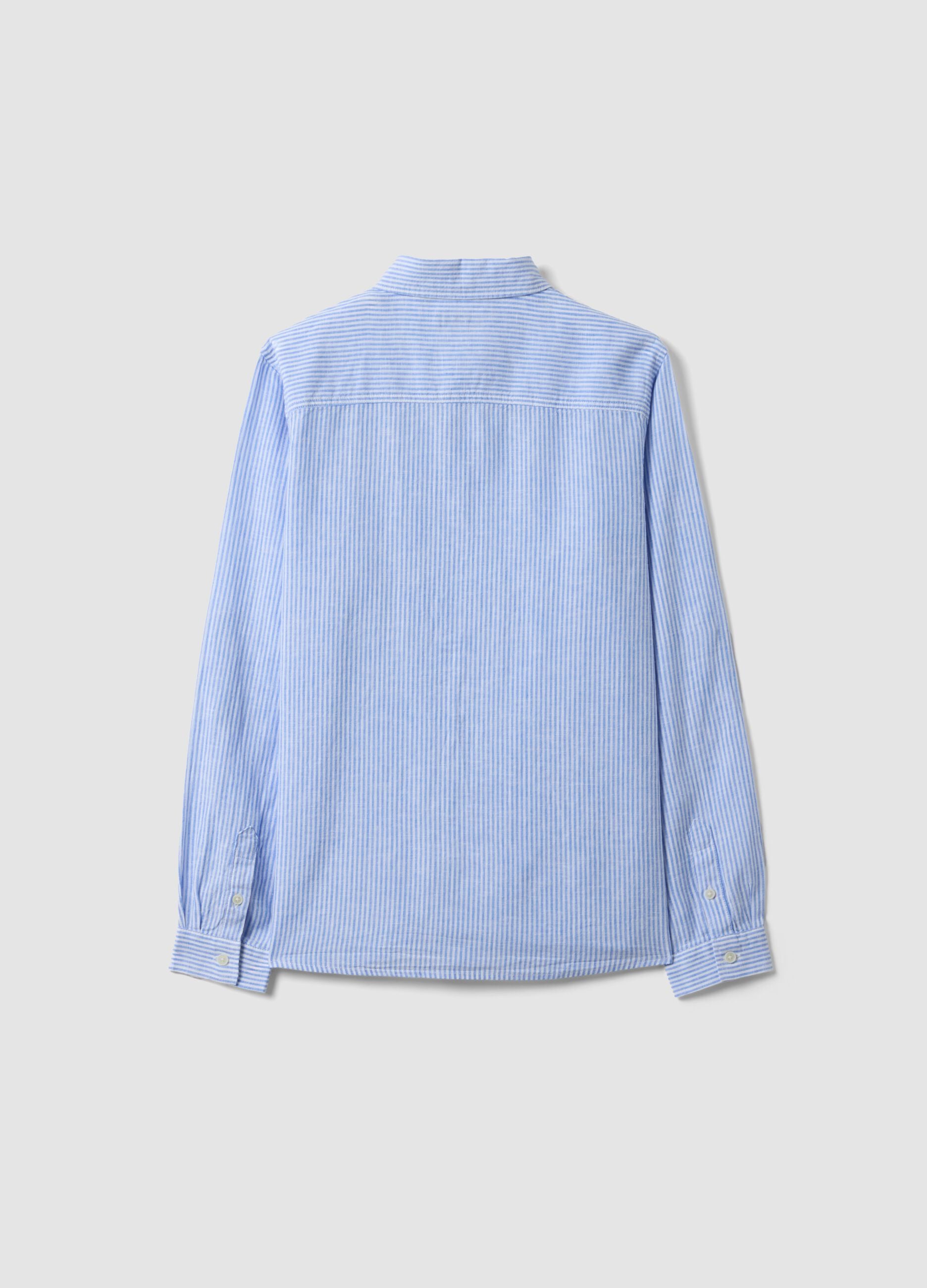 Multicoloured striped linen blend shirt for boys in regular fit
