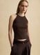 Fitted viscose blend brown tank top_0