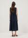 Blue sleeveless pure cotton dress with tiered skirt, regular fit_3