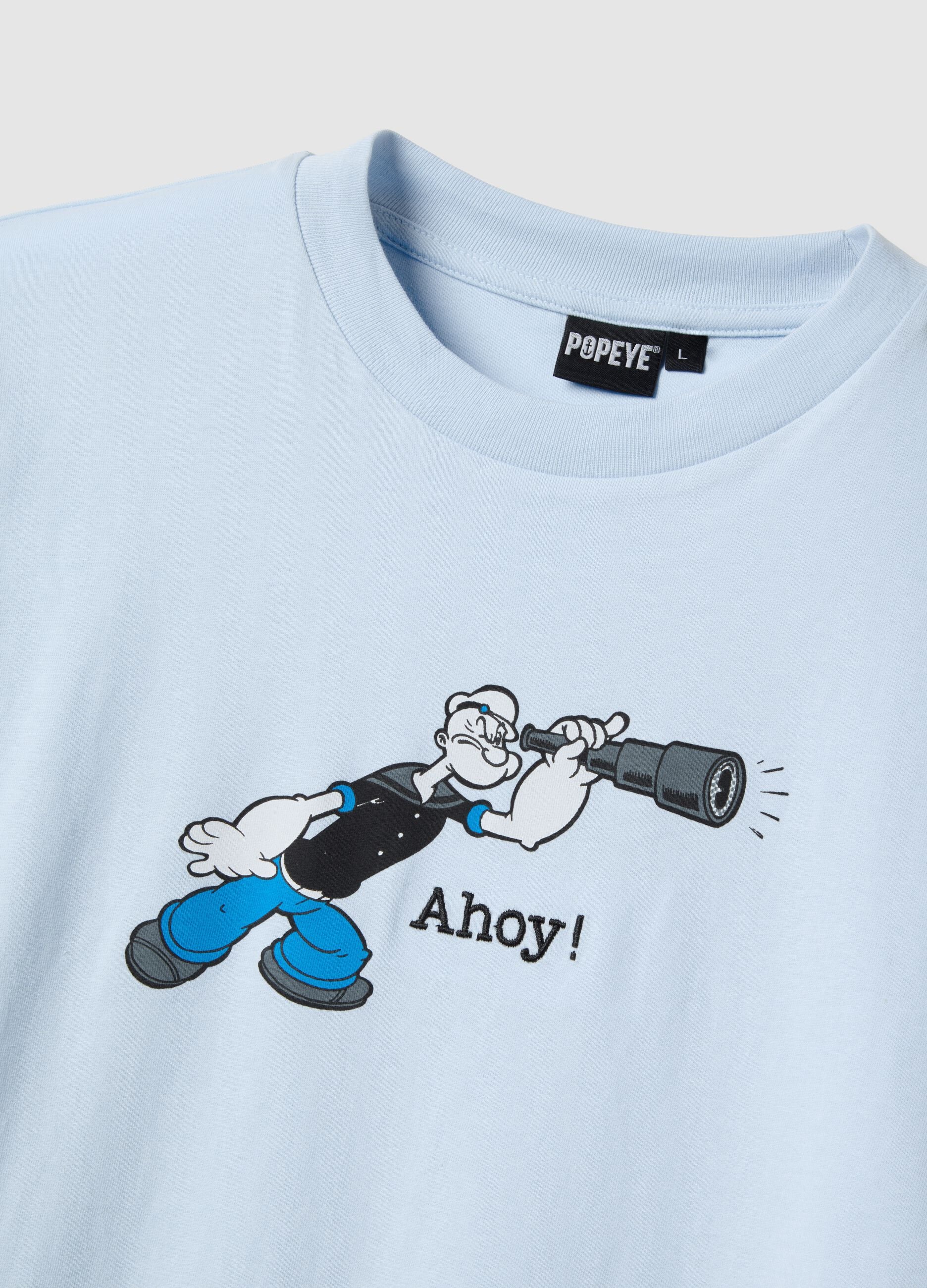 Blue pure cotton regular fit T-shirt with print