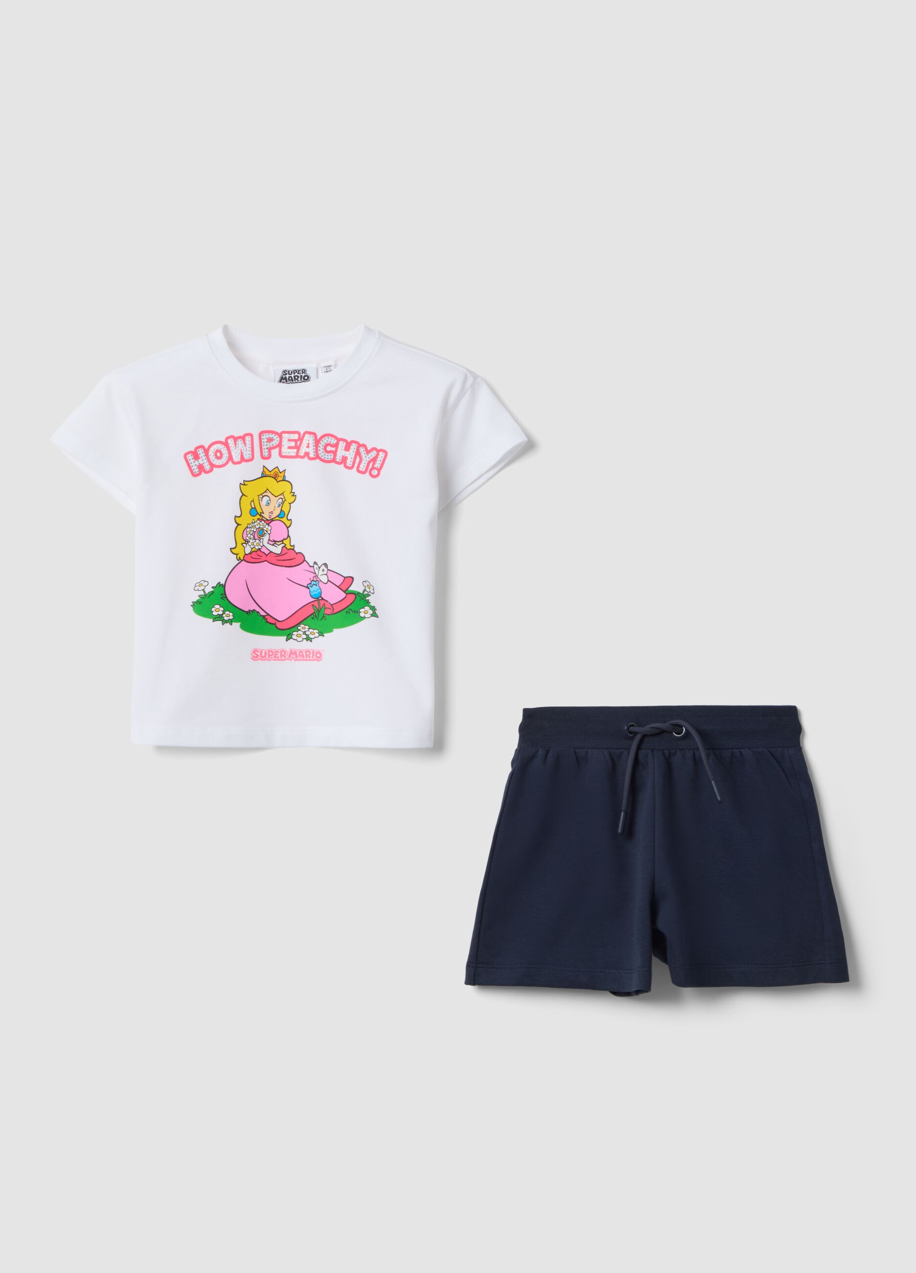 Multicolour Stretch Cotton Set for Girls with Peach Print
