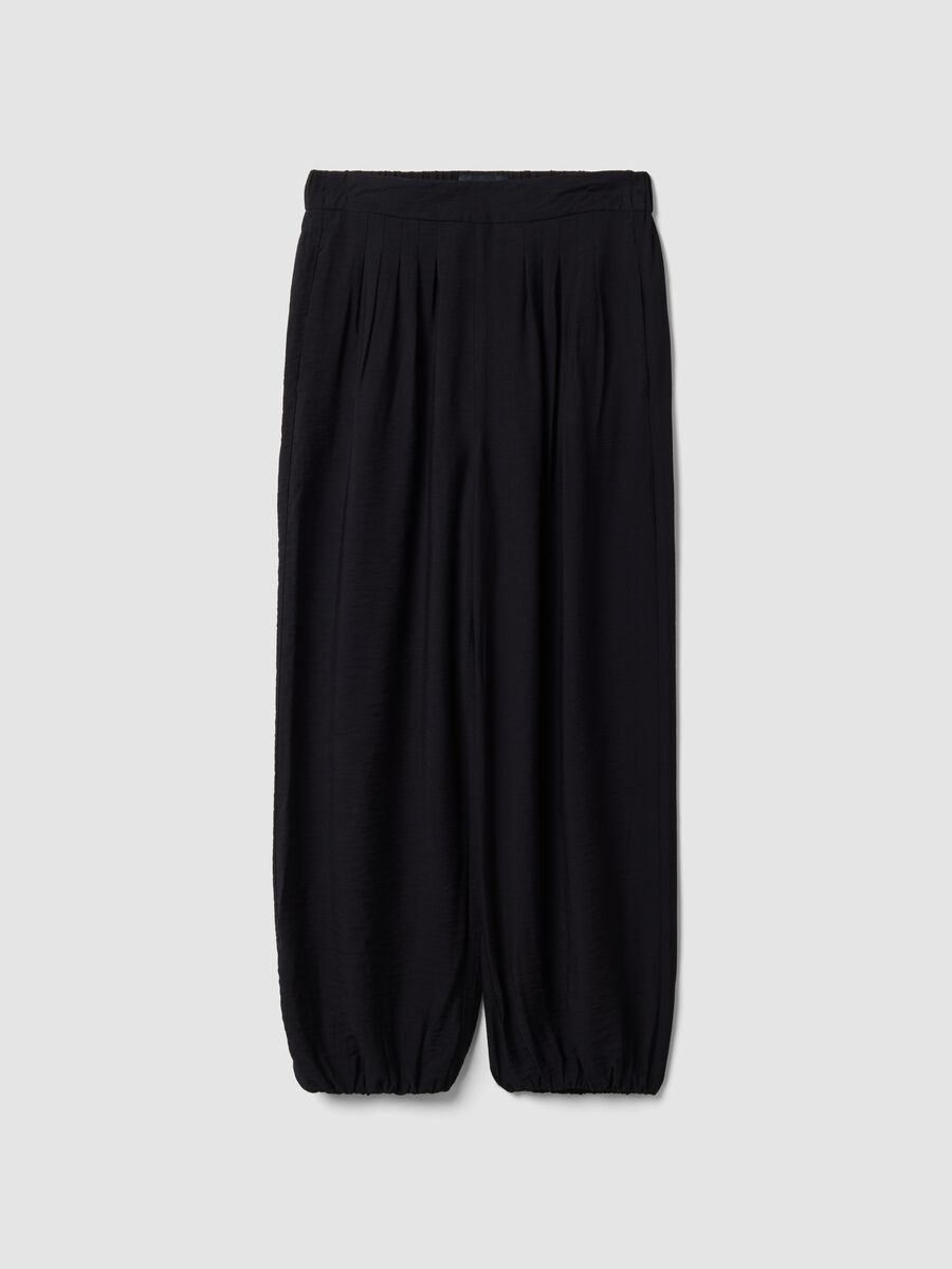 Black relaxed-fit viscose-blend trousers_0