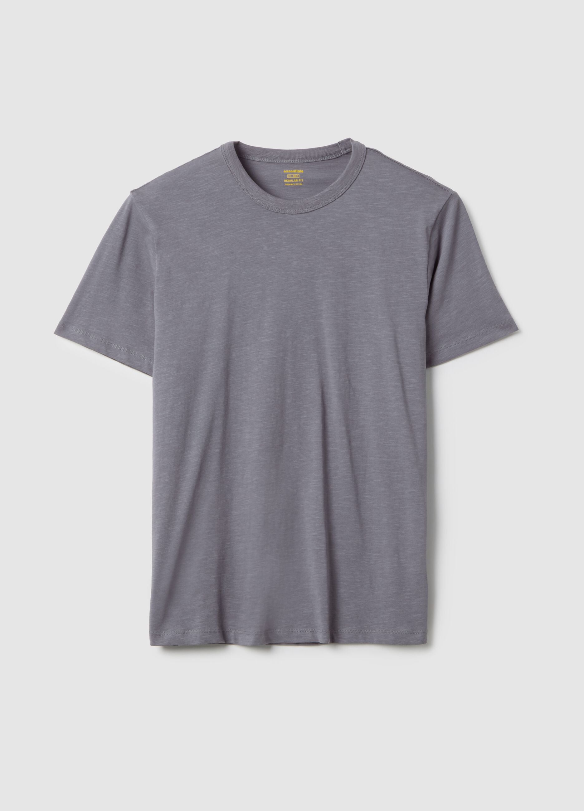 Grey pure cotton short sleeve T-shirt regular fit