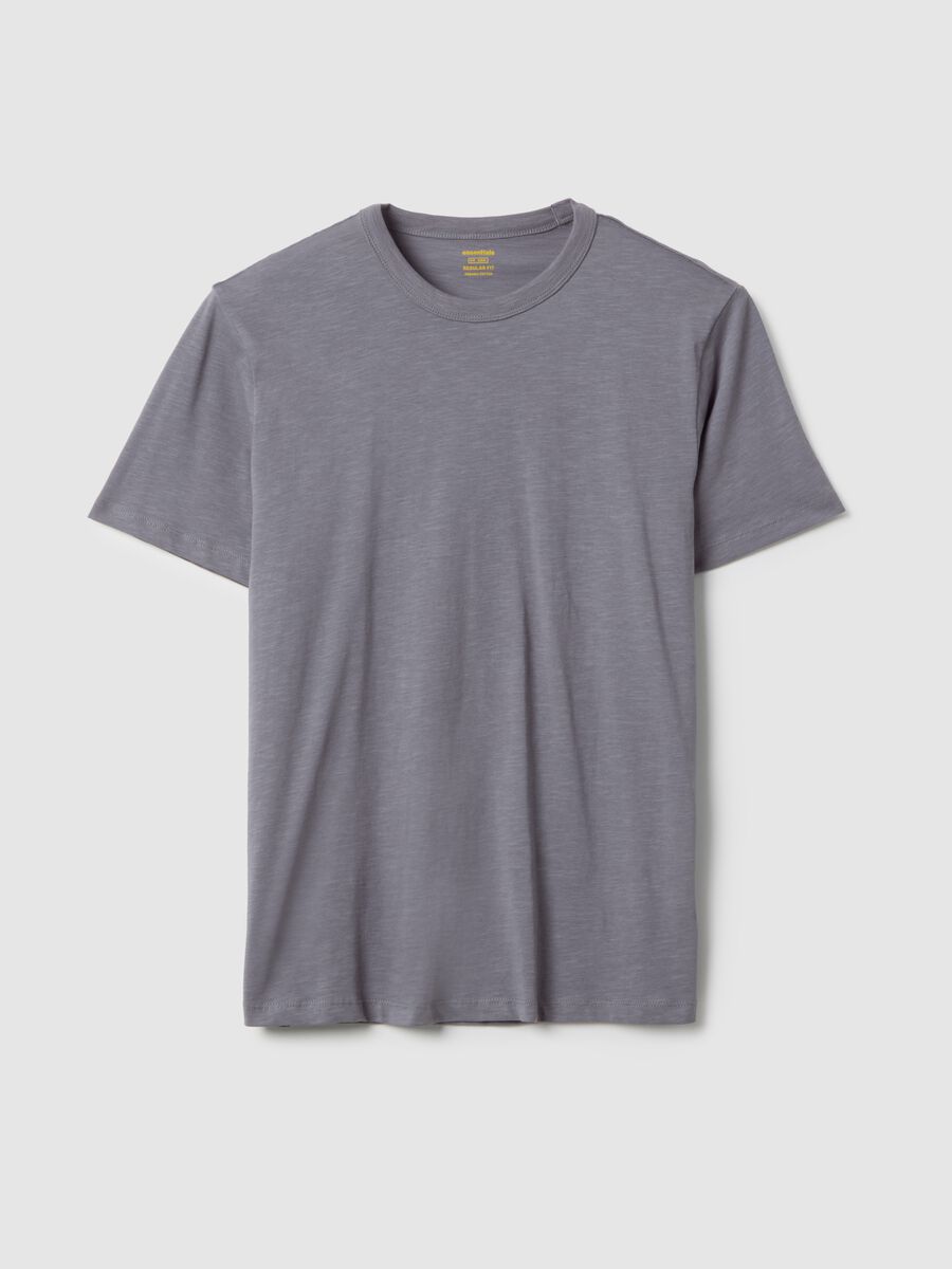 Grey pure cotton short sleeve T-shirt regular fit_4