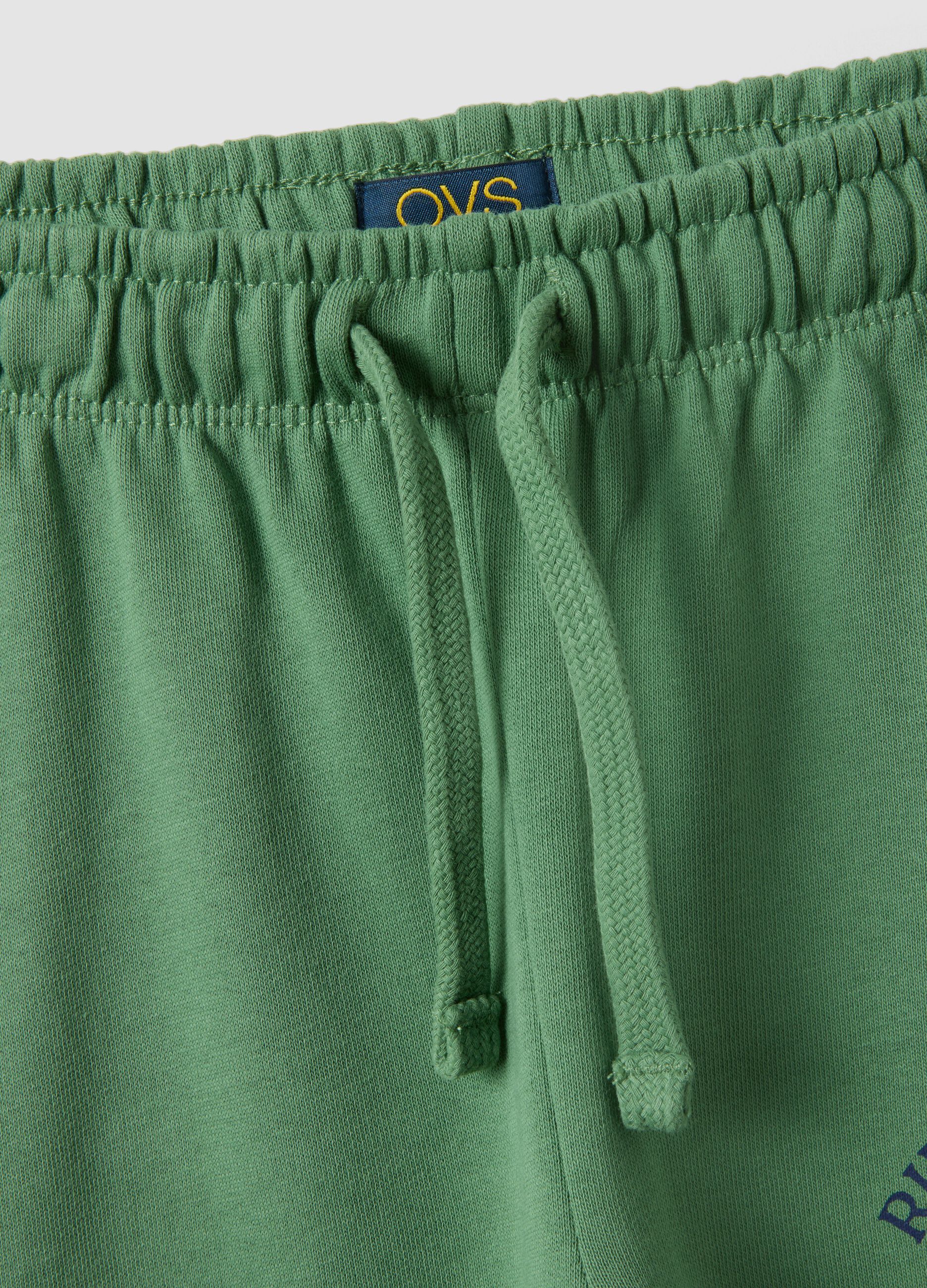Children's regular fit green pure cotton trousers