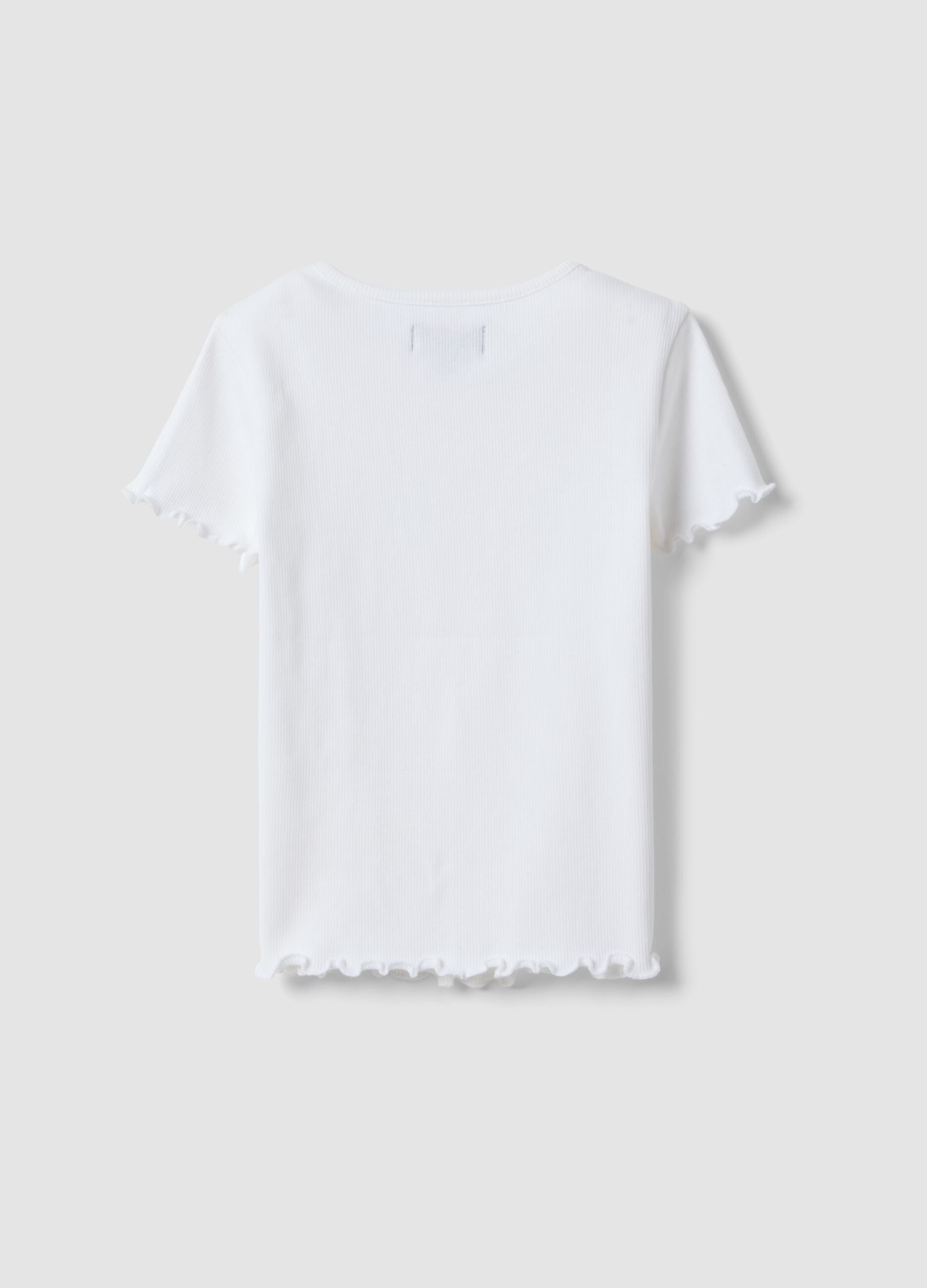 Girls' white stretch cotton t-shirt regular fit