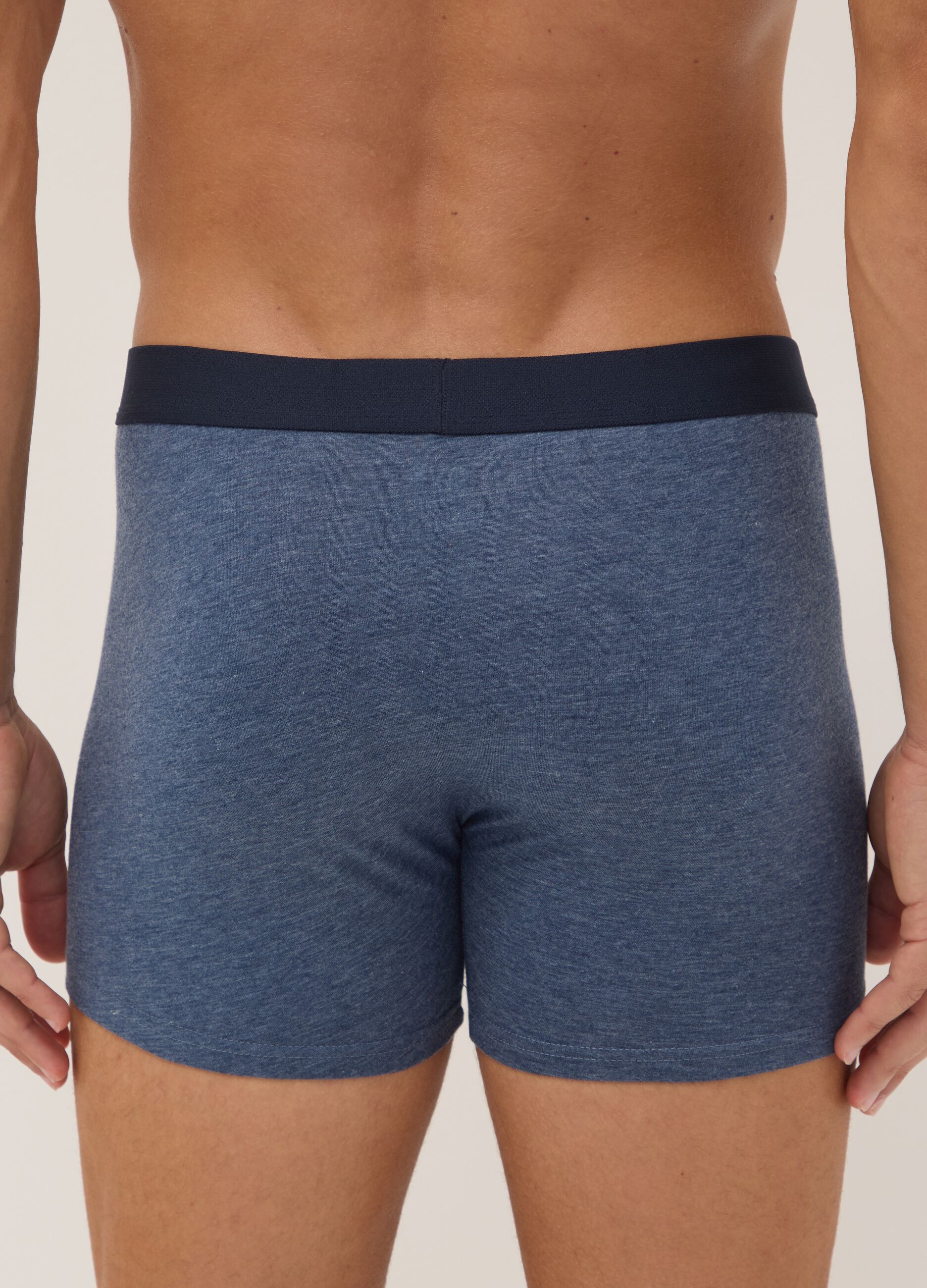 3-pack of blue and black midi boxer shorts in stretch organic cotton