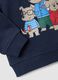 Felpa blu in puro cotone con girocollo e stampa per bimbo regular fit_3