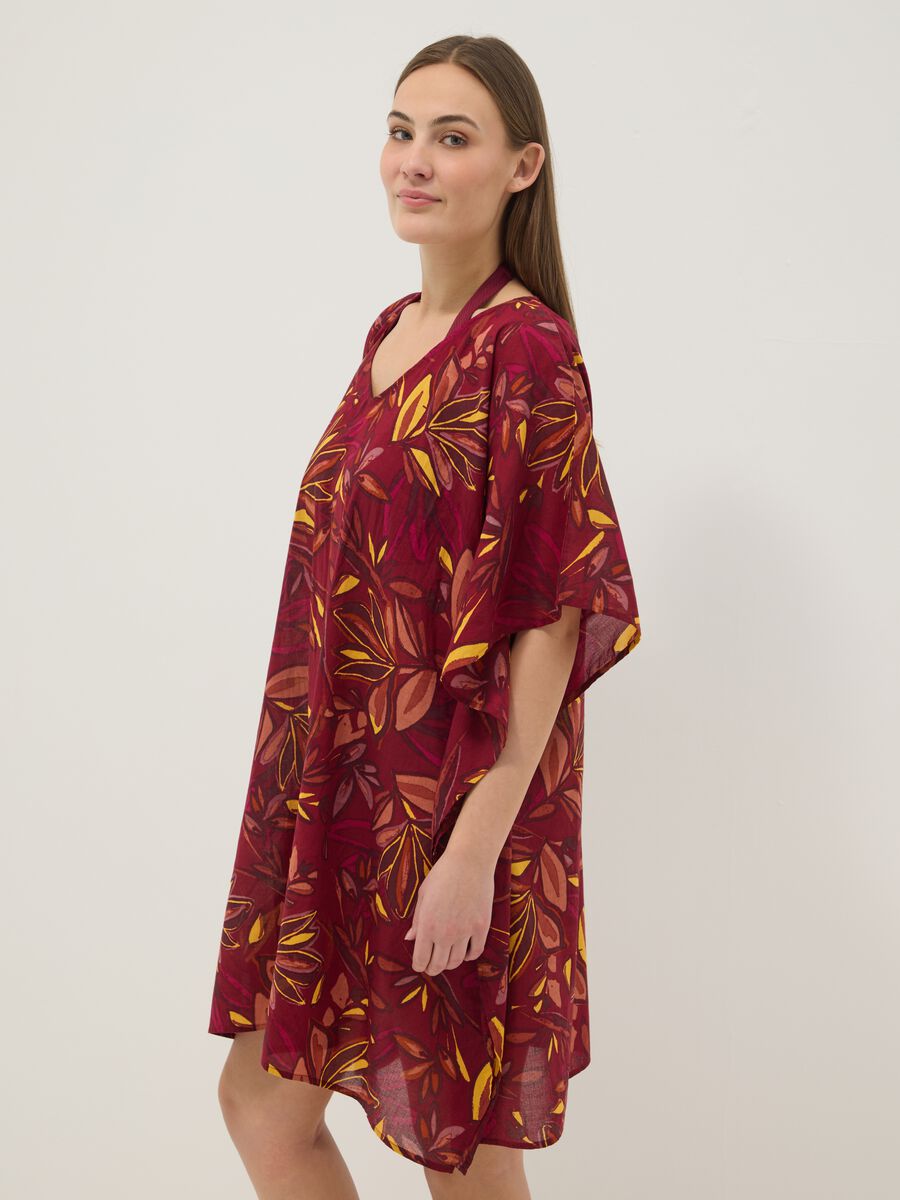 Multicolour pure cotton beach cover-up with floral print_3