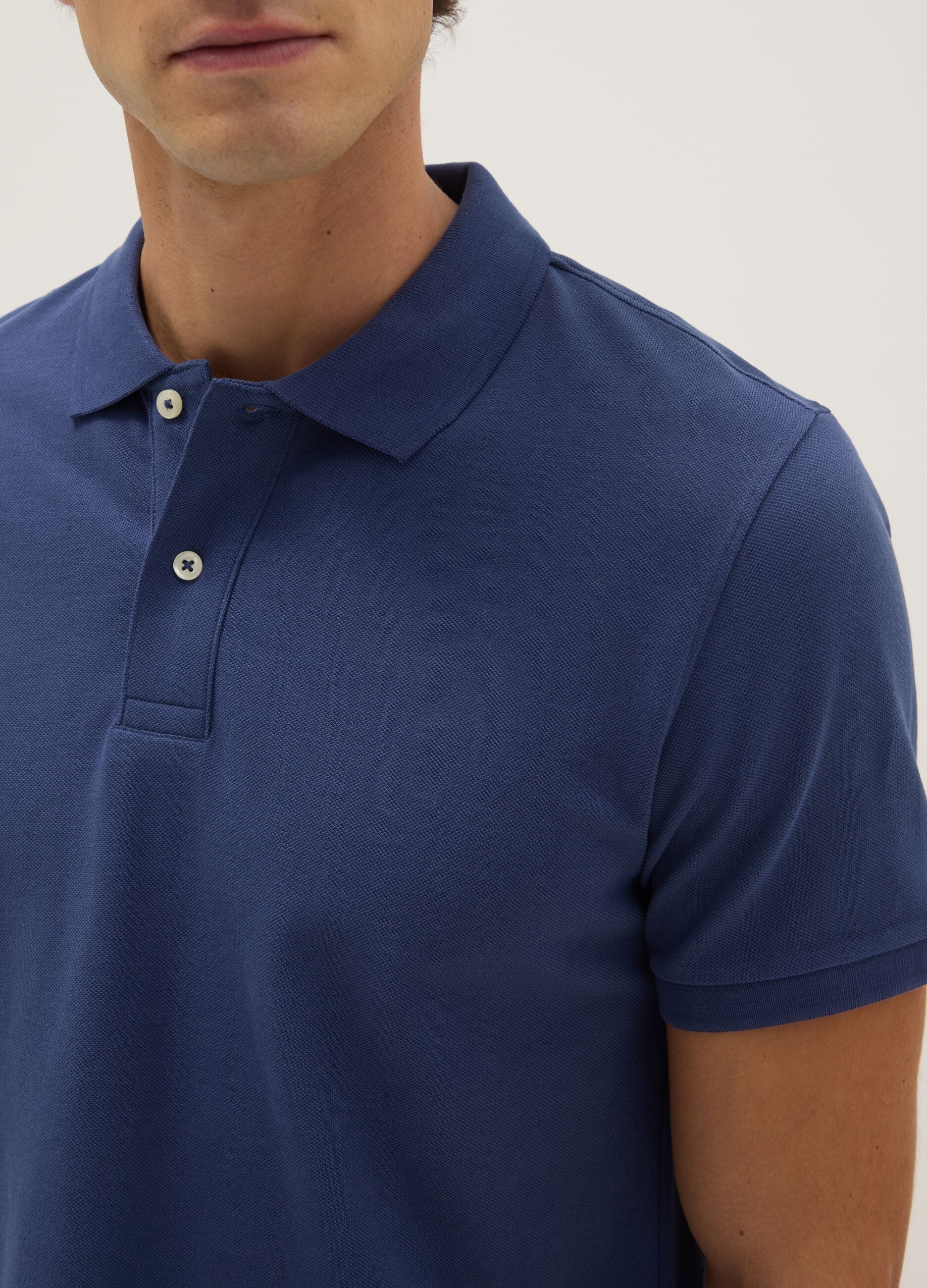 Blue pure cotton polo regular fit