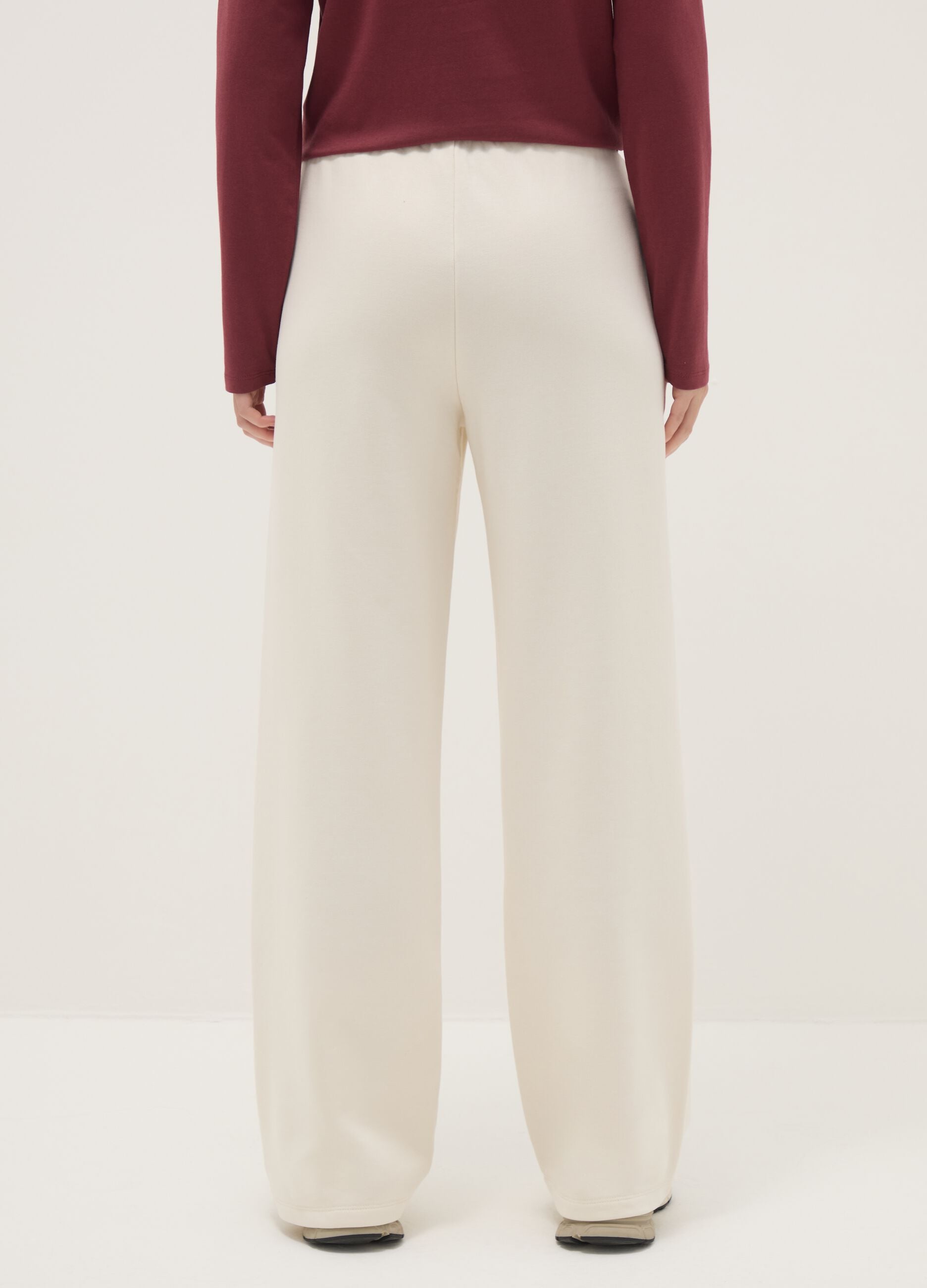 White regular fit cotton blend jogger trousers
