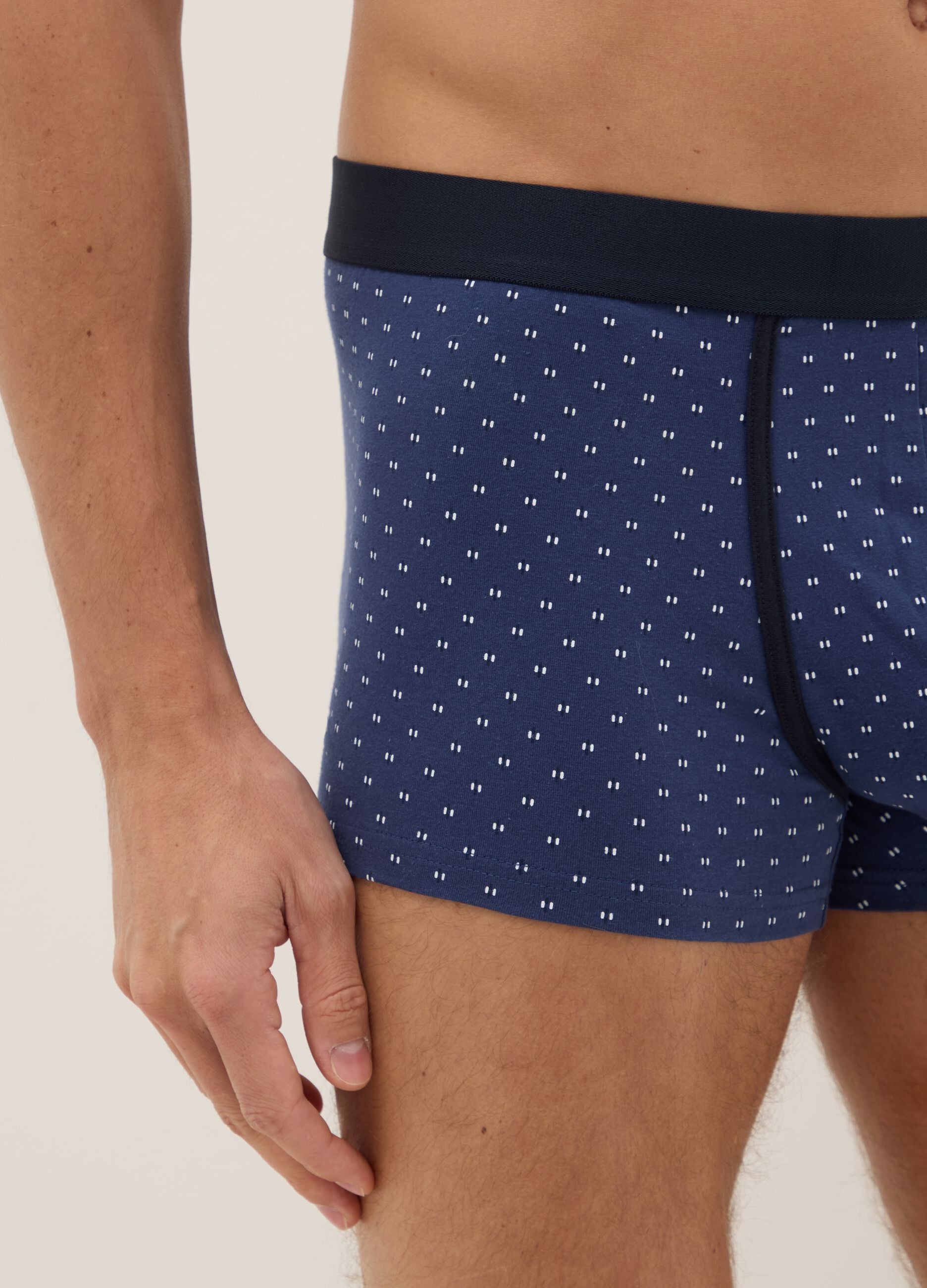Tripack of regular fit blue stretch cotton boxers
