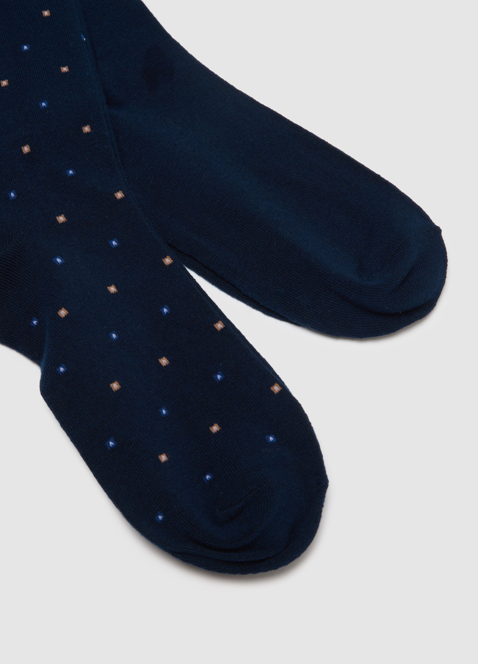 Blue stretch cotton long socks tripack