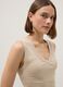 Beige pure cotton V-neck tank top with regular fit_0