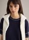 Blue cotton-blend sweater regular fit with contrast stitching_1