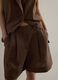 Shorts in misto lyocell e lino marroni regular fit_4