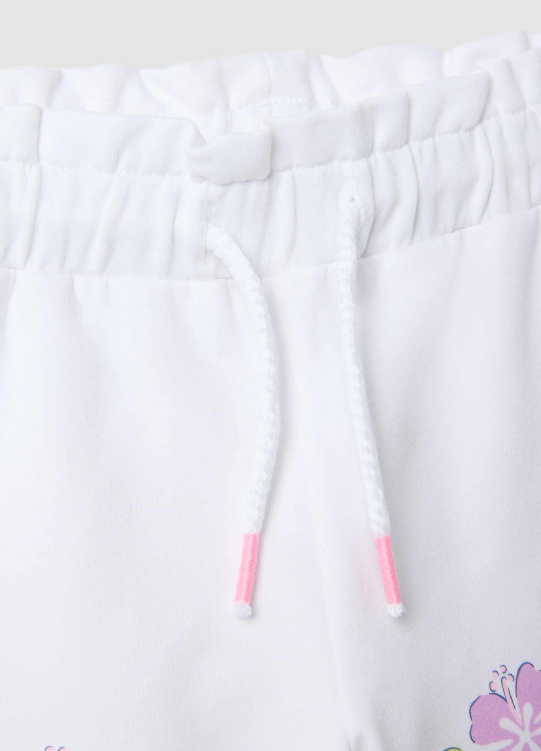 White stretch cotton shorts for girls regular fit