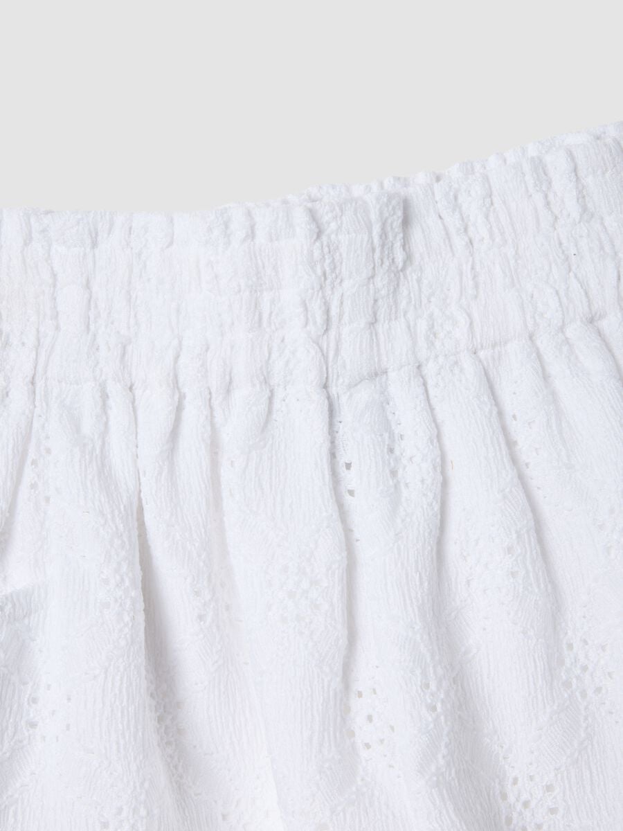 Girls&rsquo; white stretch shorts with elasticated waist, regular fit_3