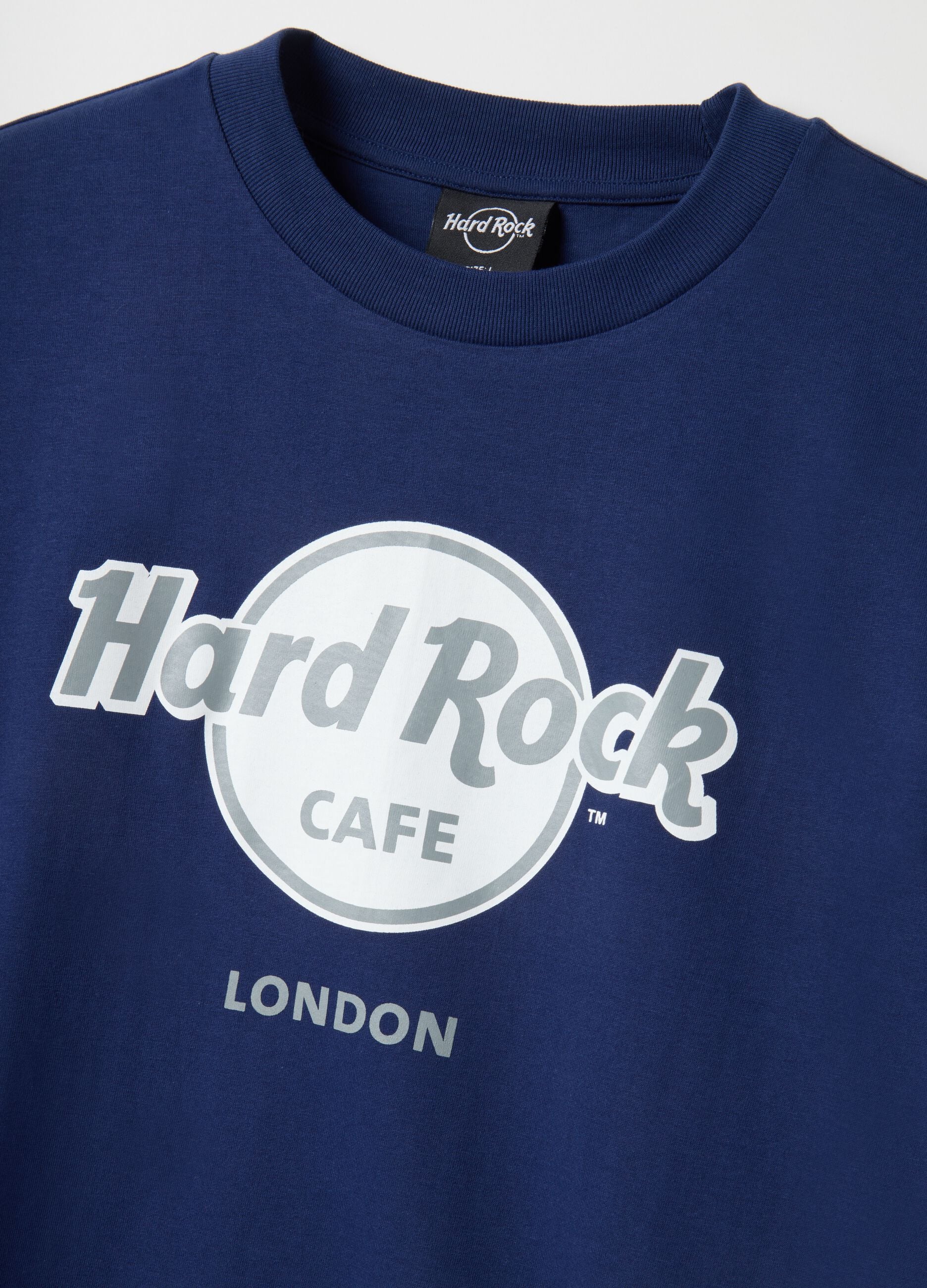 Blue Pure Cotton Regular Fit T-shirt with Hard Rock Cafe Logo