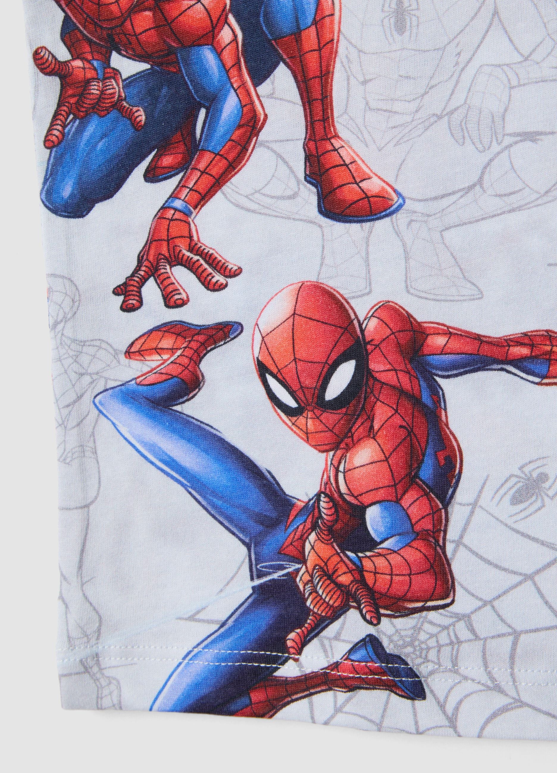 Multicolour pure cotton child's vest with Spiderman prints