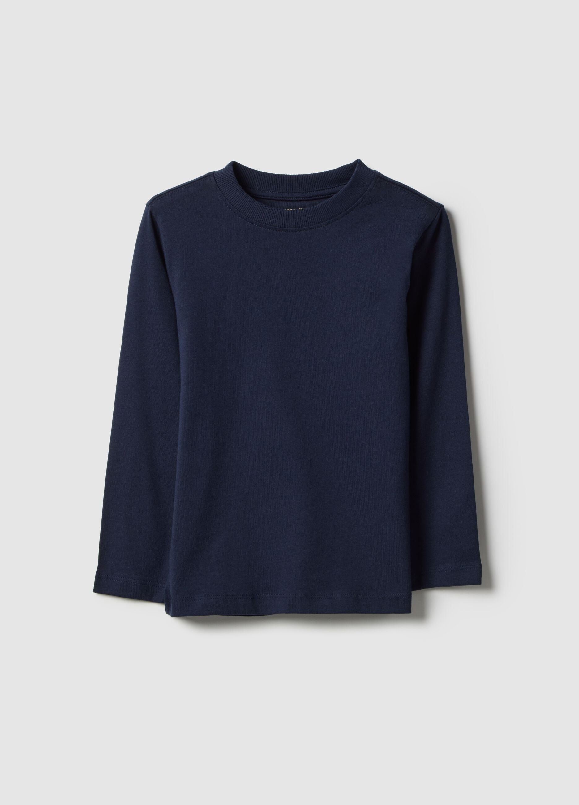 Children's long-sleeve blue cotton shirt regular fit