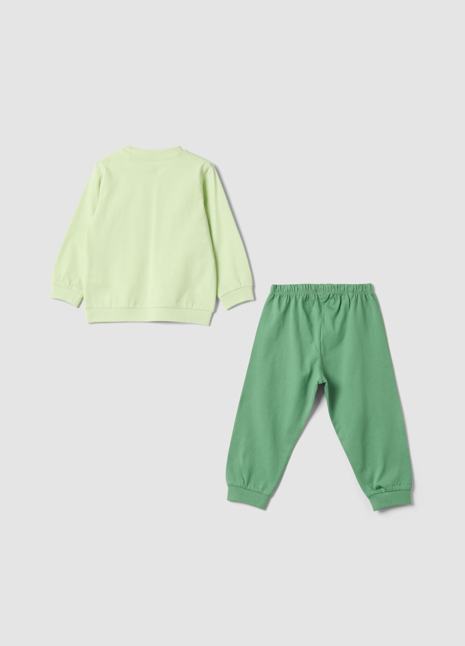 Newborn green pure cotton pyjamas with prints