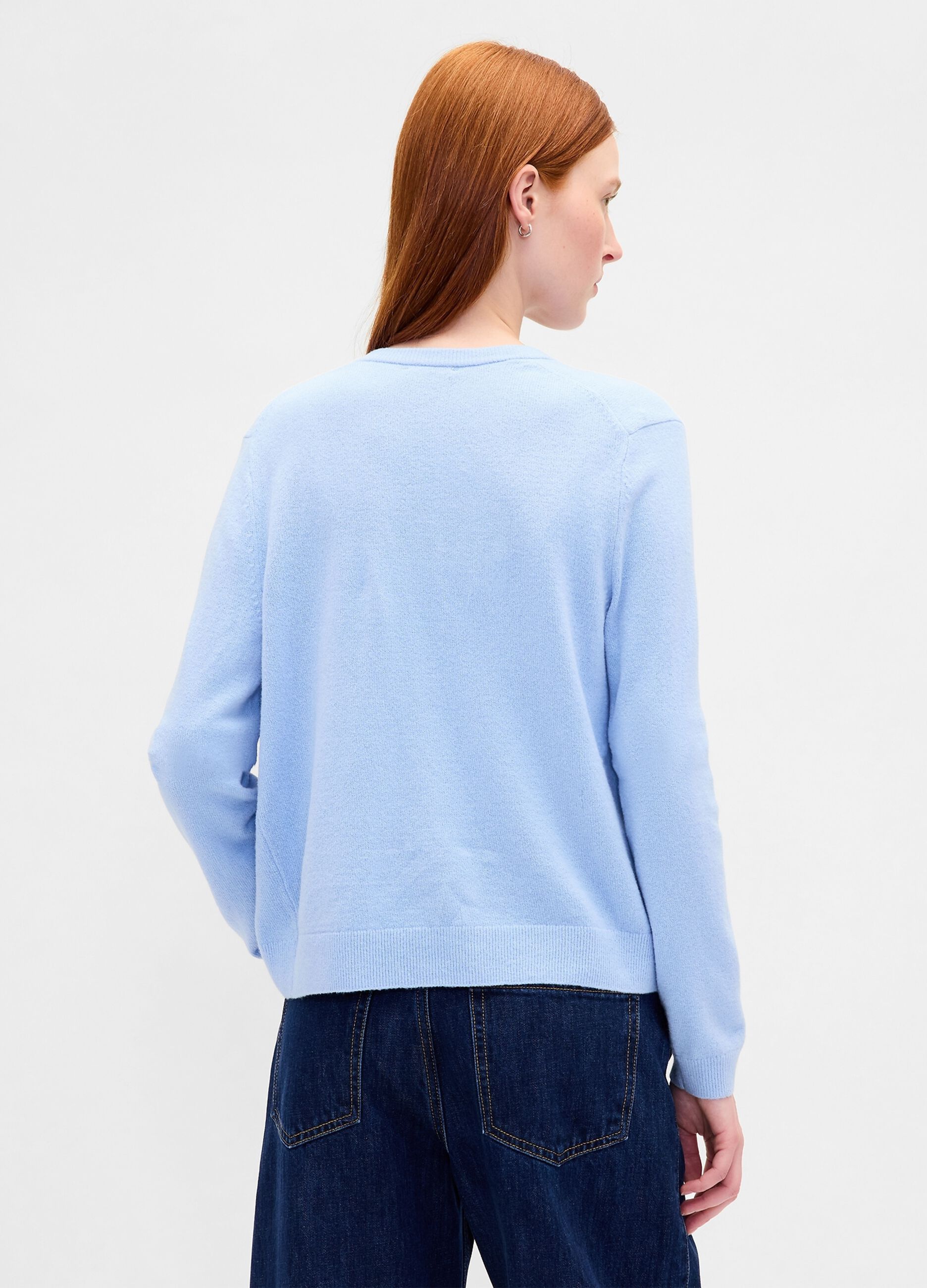 Blue Cotton Blend Cardigan