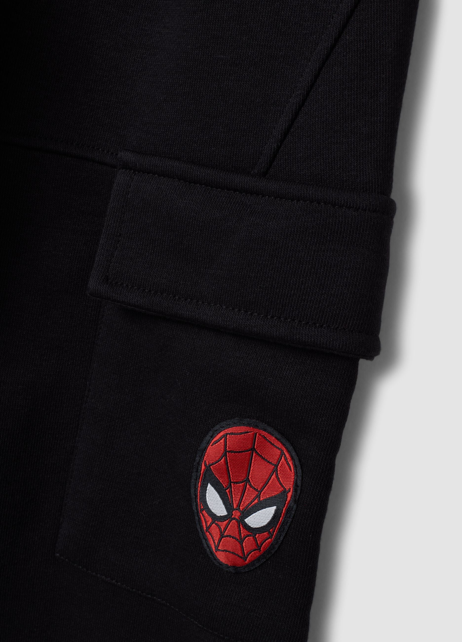 Boys&rsquo; black cotton-blend Spider-Man graphic jogger trousers