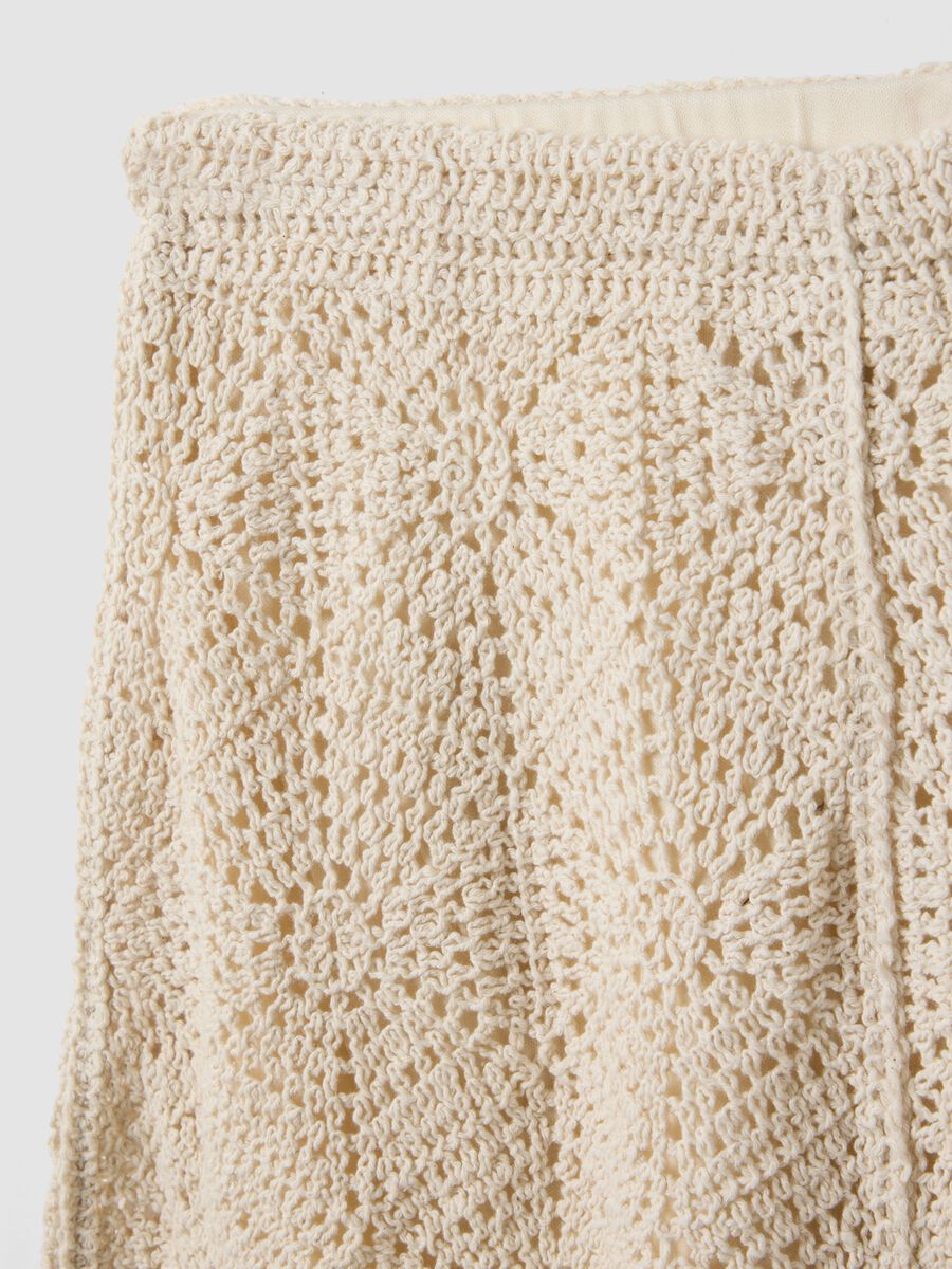 Beige crochet skirt in pure cotton, regular fit_5