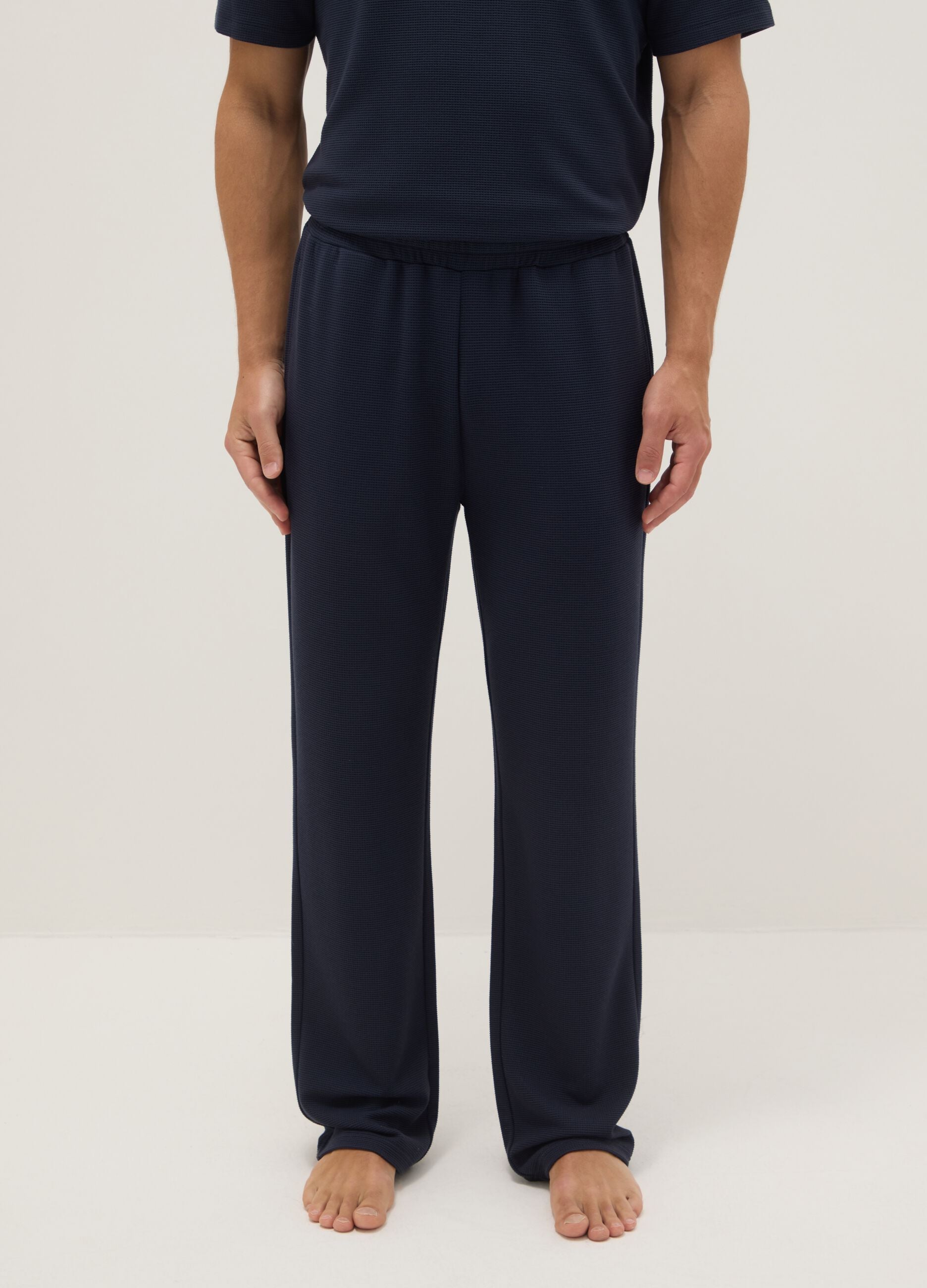 Blue viscose blend pyjama trousers regular fit