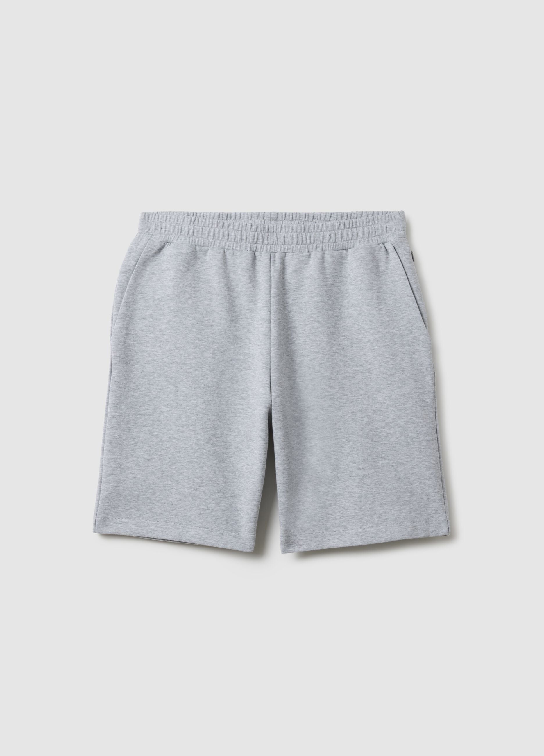 Grey Stretch Cotton Regular Fit Bermuda Shorts