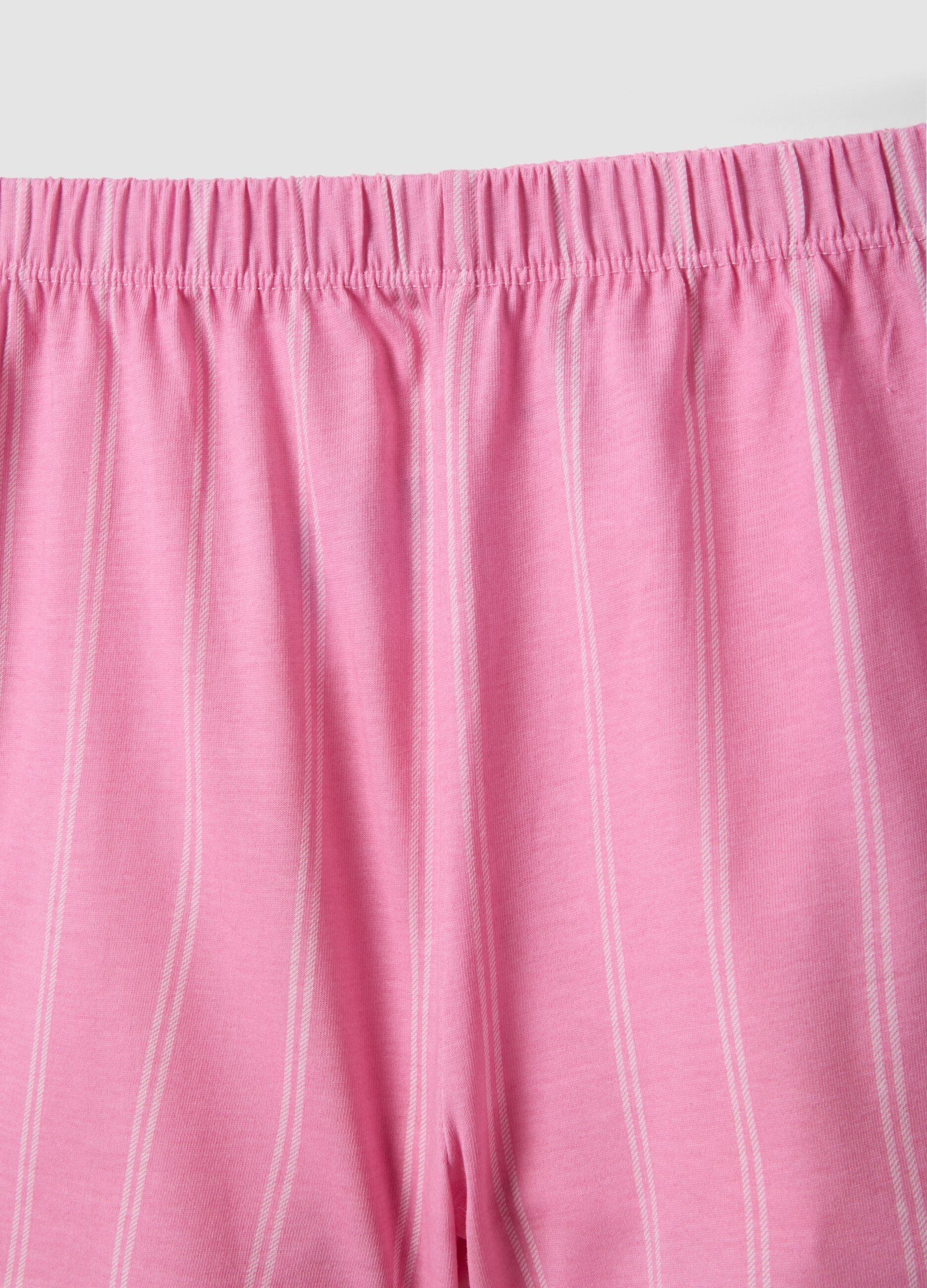 Girls' regular fit pink cotton short pyjamas with print