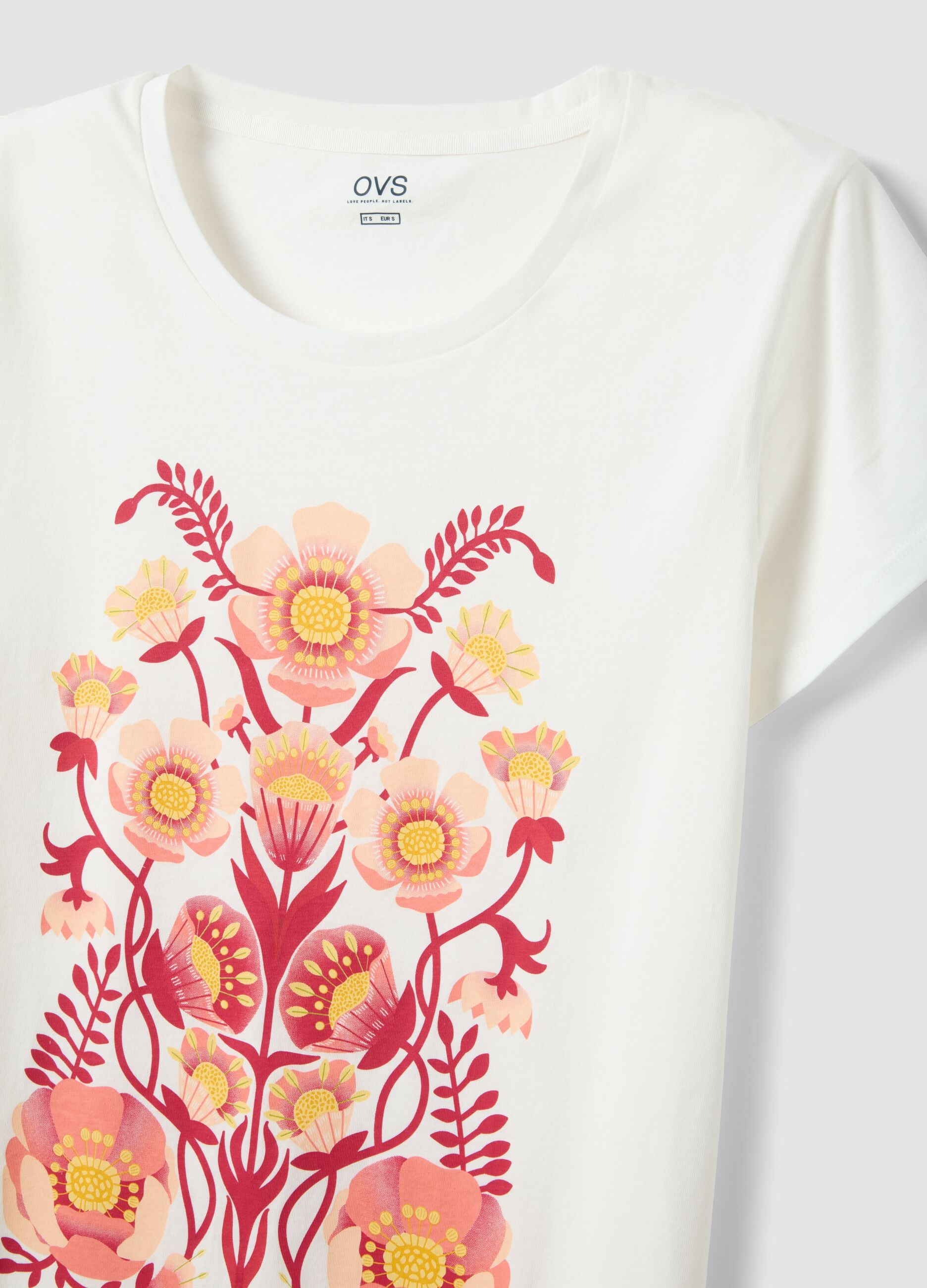 White pure cotton floral print regular fit nightdress