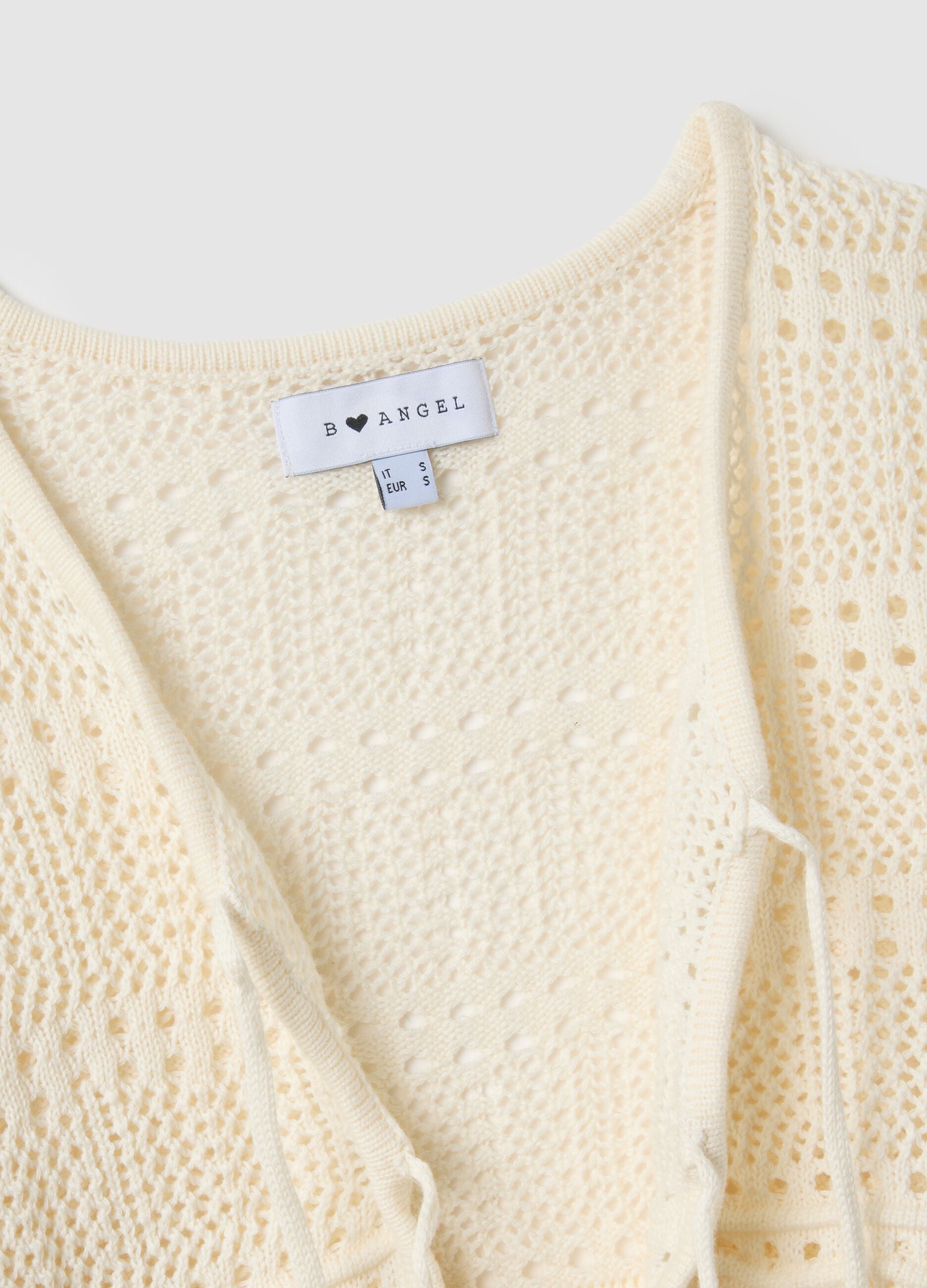 Pure white cotton knitted cardigan with deep V regular fit