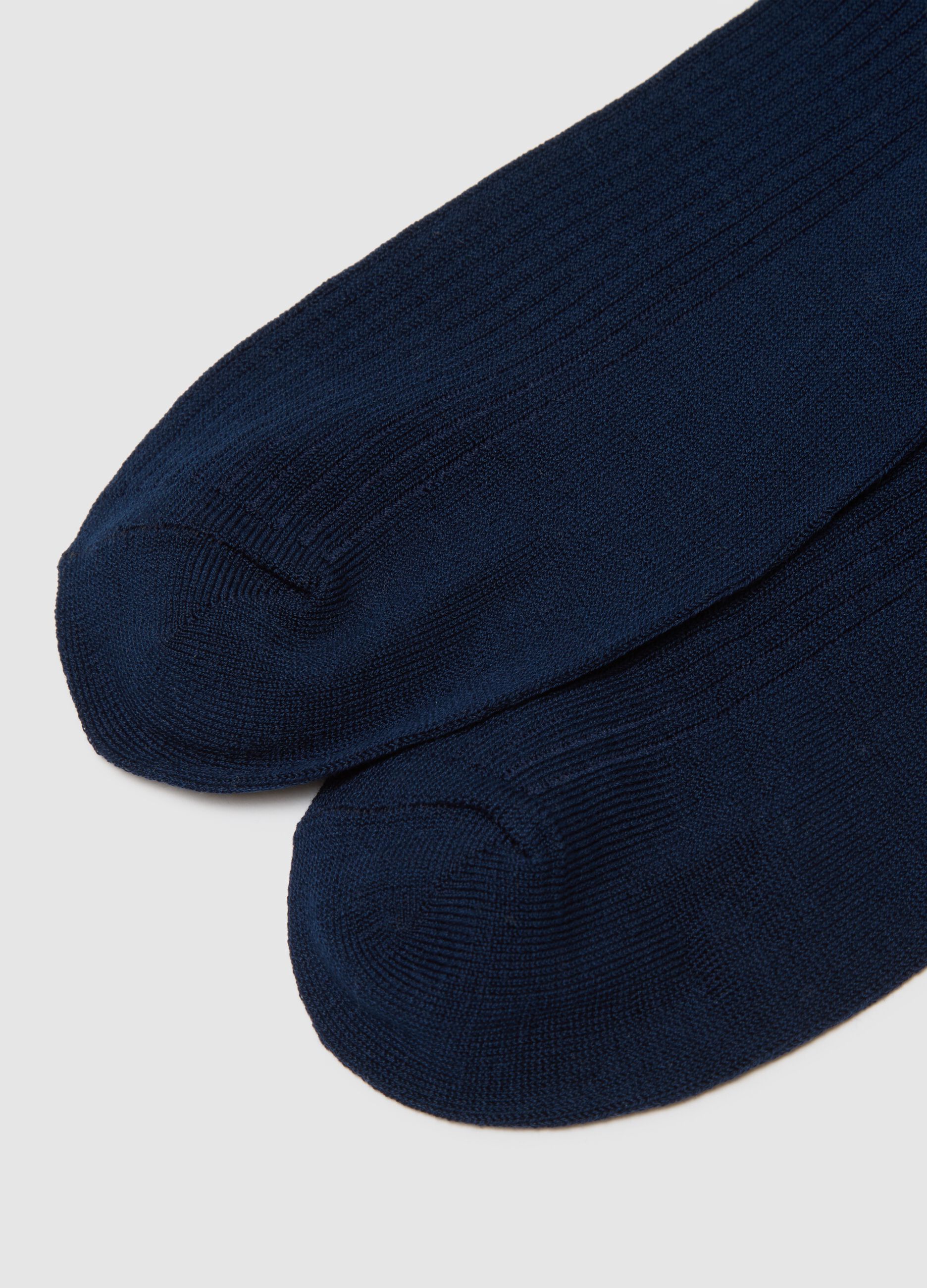 Twin Pack of Short Blue Cotton-Blend Socks with Comfortable Fit